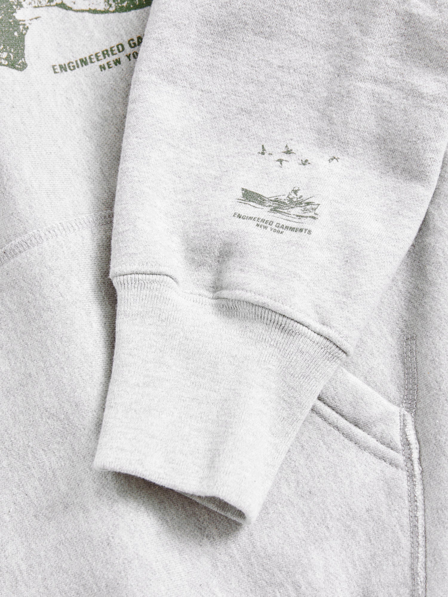 Raglan Hoodie in Heather Grey Fish Print - Image 8