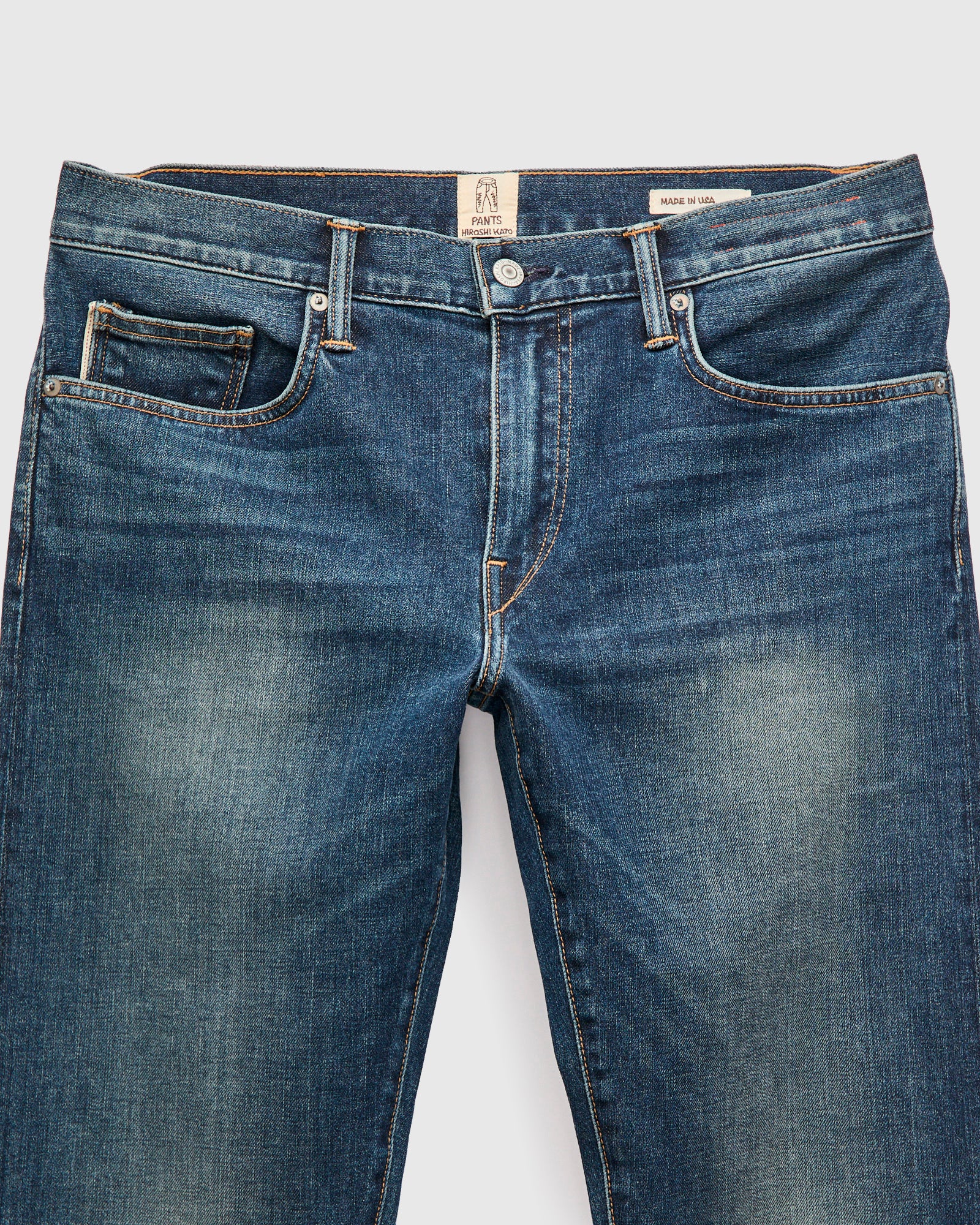 "Rain" 10.5oz Washed Indigo Stretch Selvedge Denim - Pen Slim - Image 3