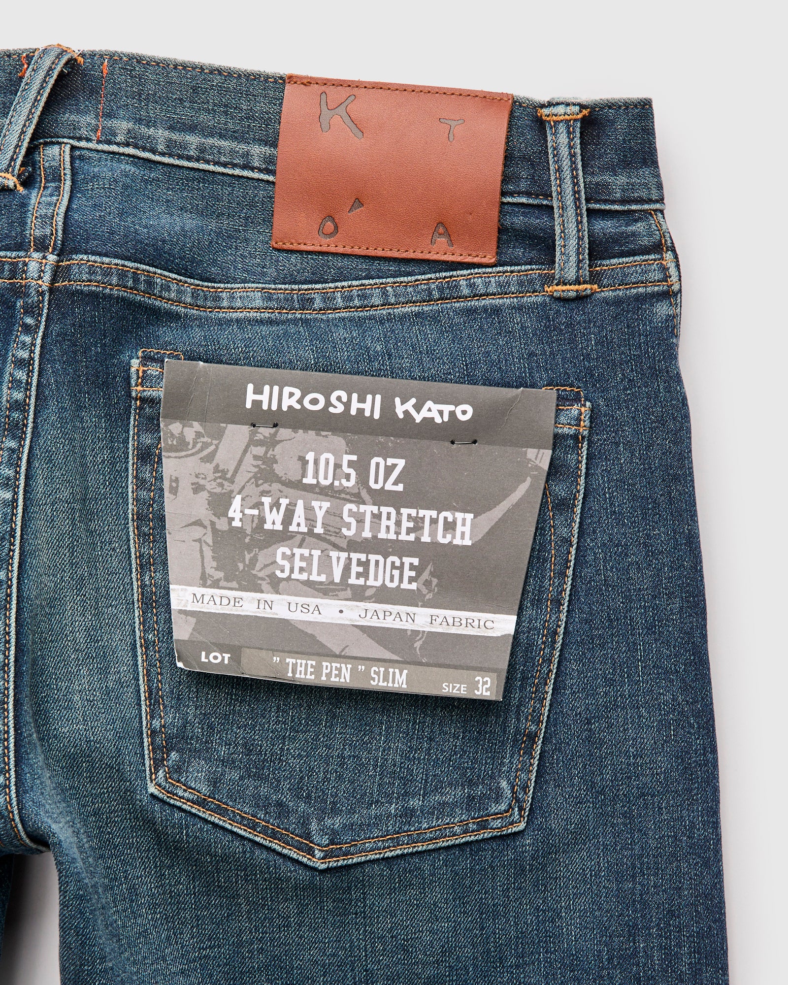 "Rain" 10.5oz Washed Indigo Stretch Selvedge Denim - Pen Slim - Image 4