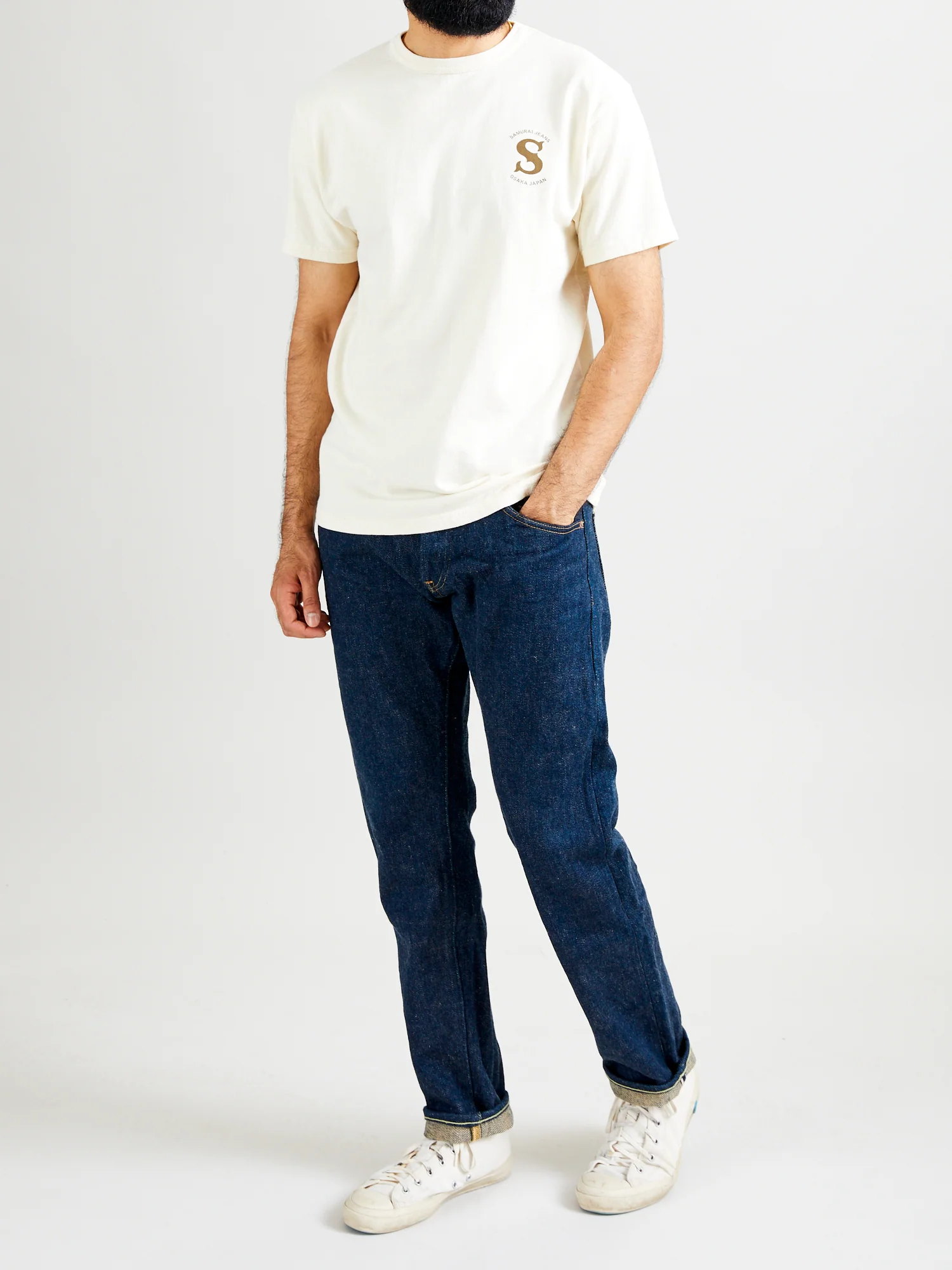 "Ranji" Inlay Loopwheel T-Shirt in Ivory - Image 10