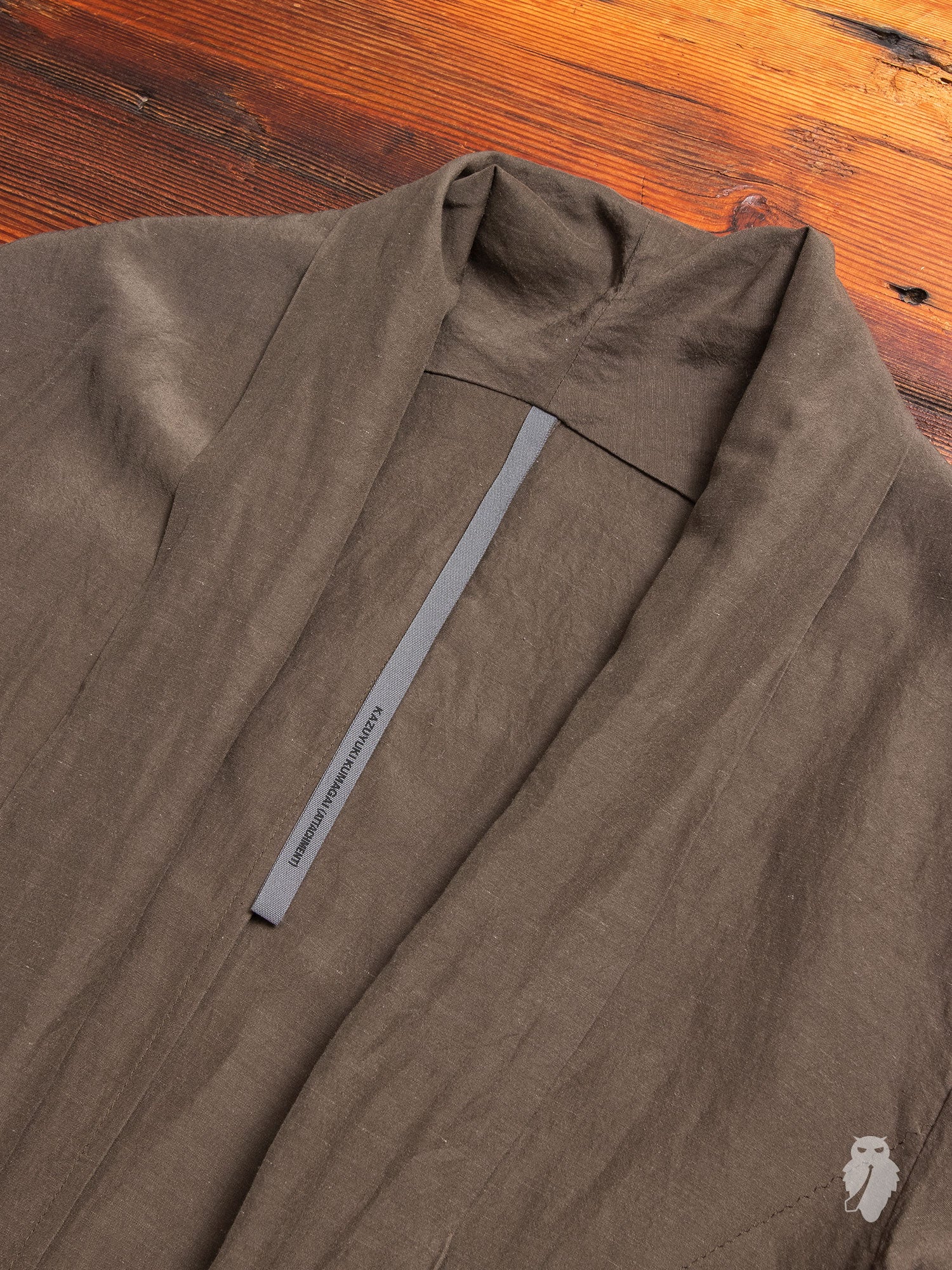 Rayon/Ramie Stole Collar Long Cardigan in Olive - Image 3