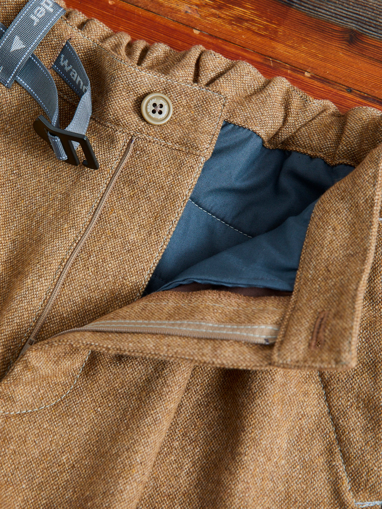 Recycled Wool Tweed Tapered Pants in Beige - Image 6