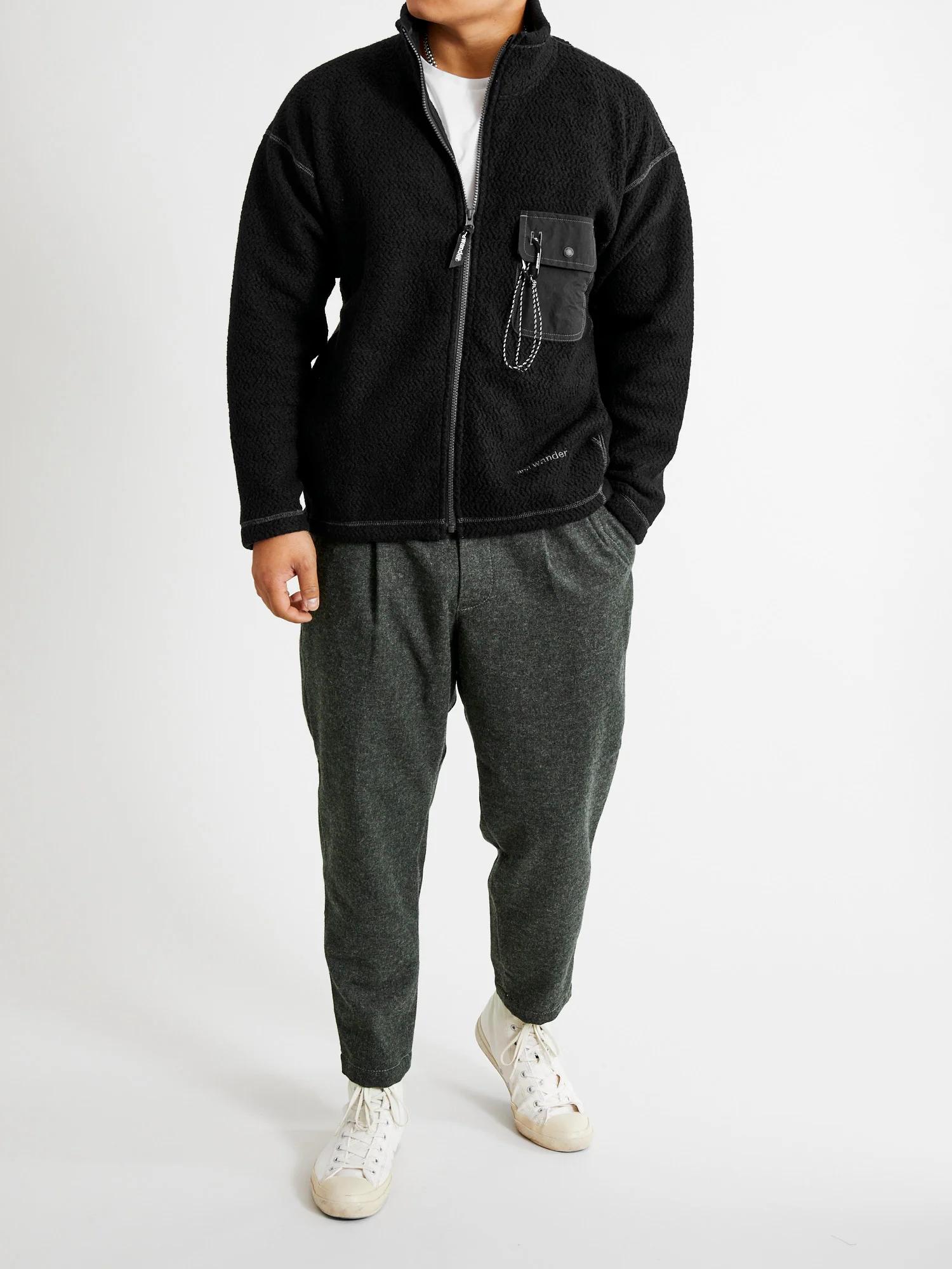 Recycled Wool Tweed Tapered Pants in Black - Image 12
