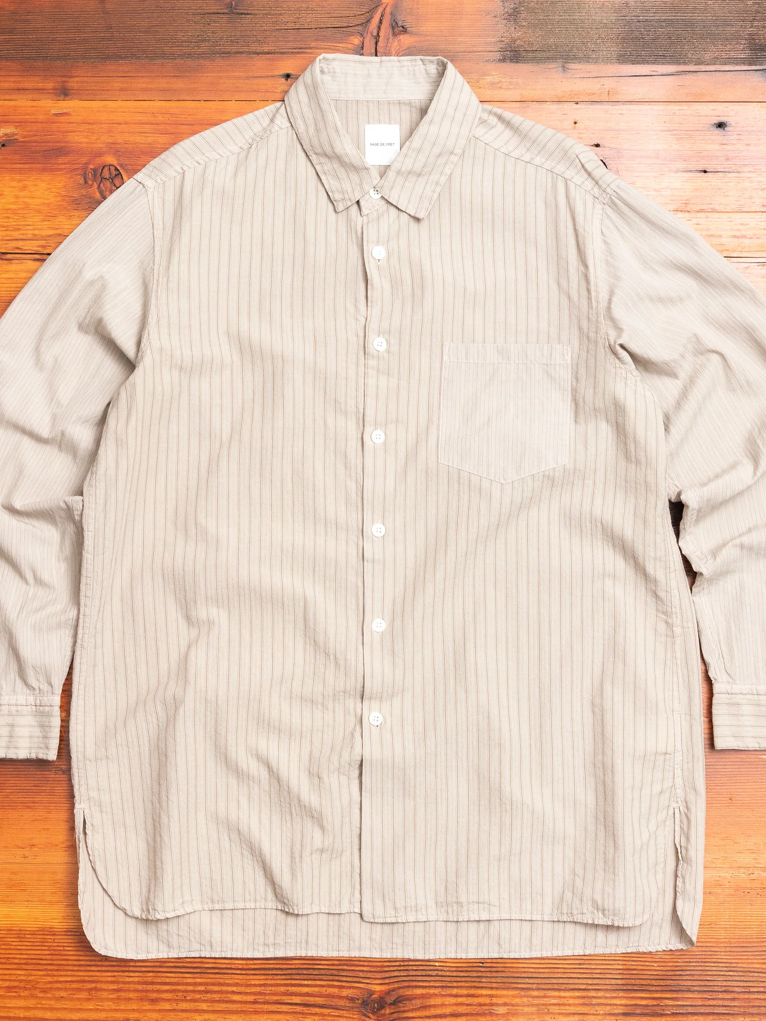 Regular Collar Longshirt in Beige