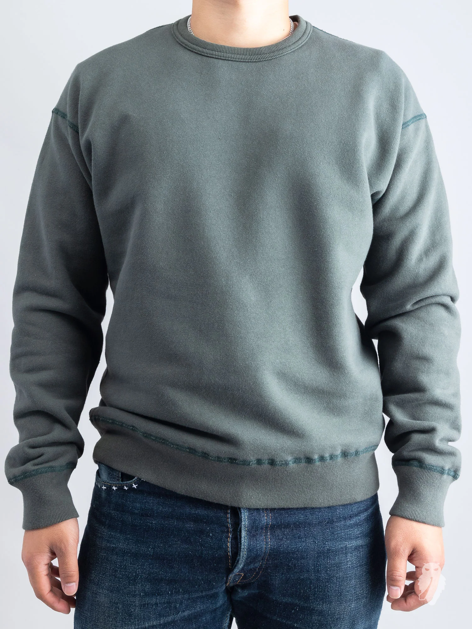 Relaxed Fleece Crewneck Sweater in Pine - Image 2