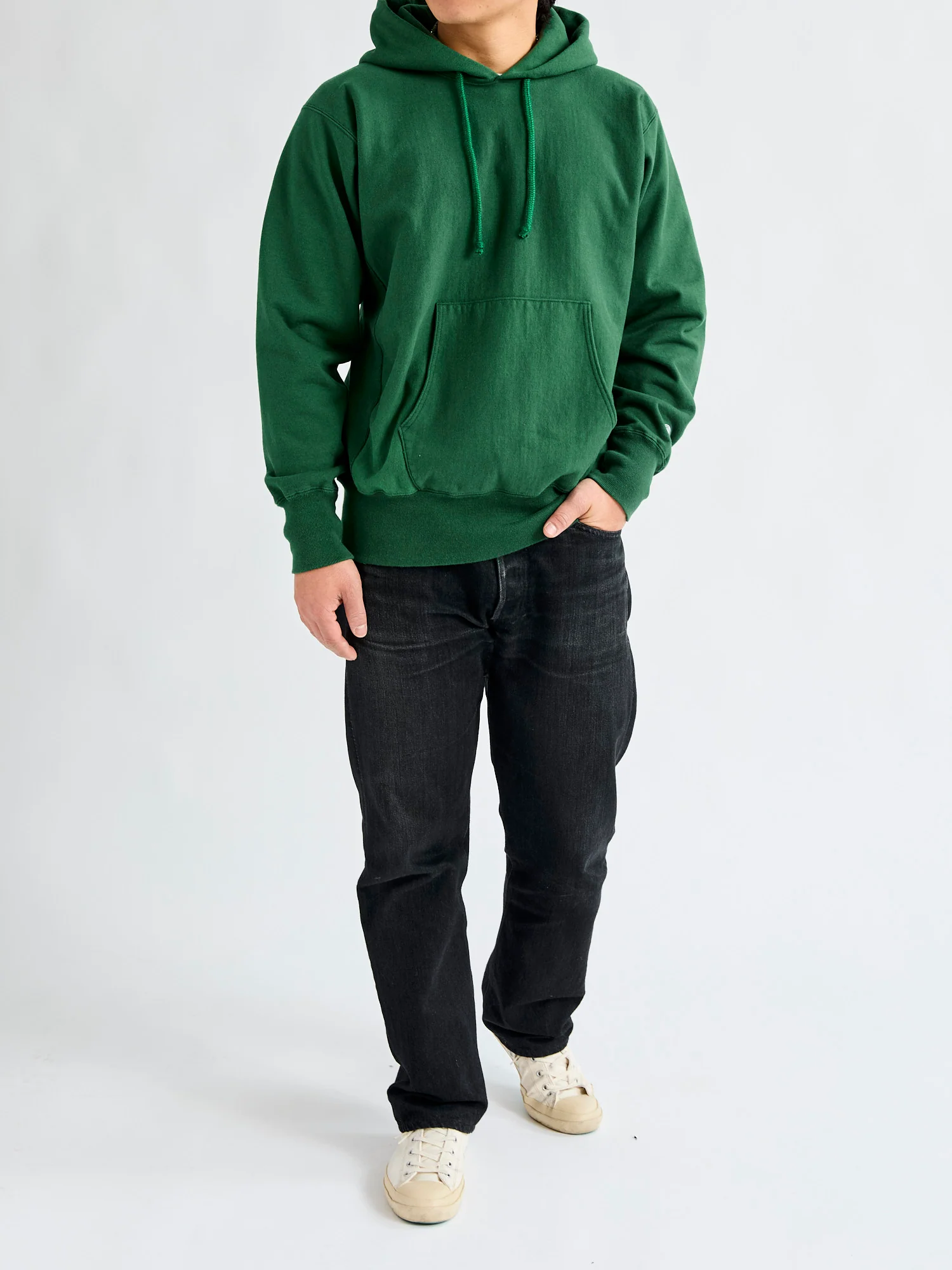 Reverse Weave Heavyweight Pullover Hoodie in Green - Image 9
