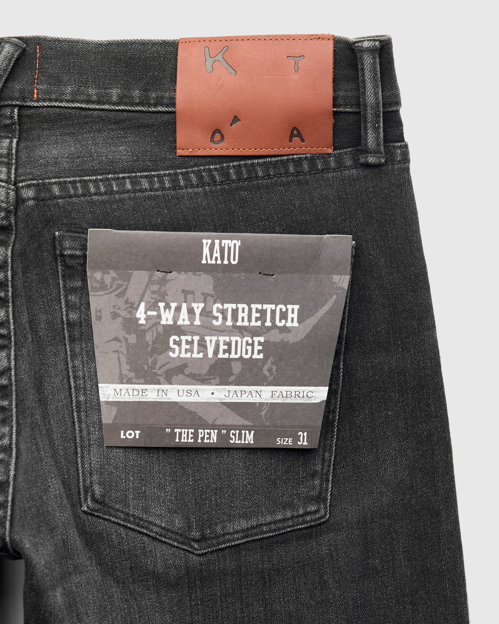 "Rilo" 10.5oz Washed Black Stretch Selvedge Denim - Pen Slim - Image 3