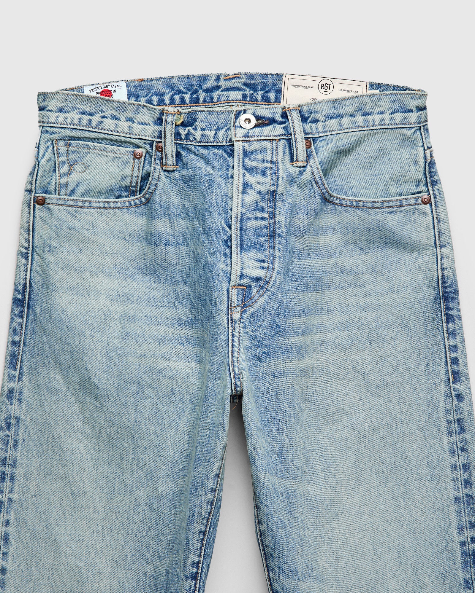 "River Wash" 15oz Stonewash Selvedge Denim in Strider - Image 5
