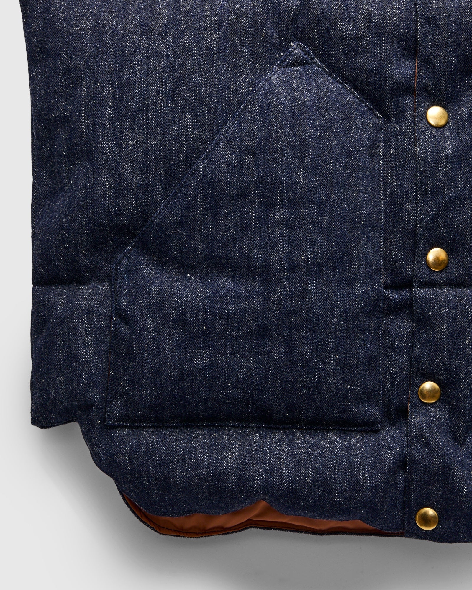 Rocky Mountain Featherbed x Warehouse HBT Down Vest in Indigo - Image 6