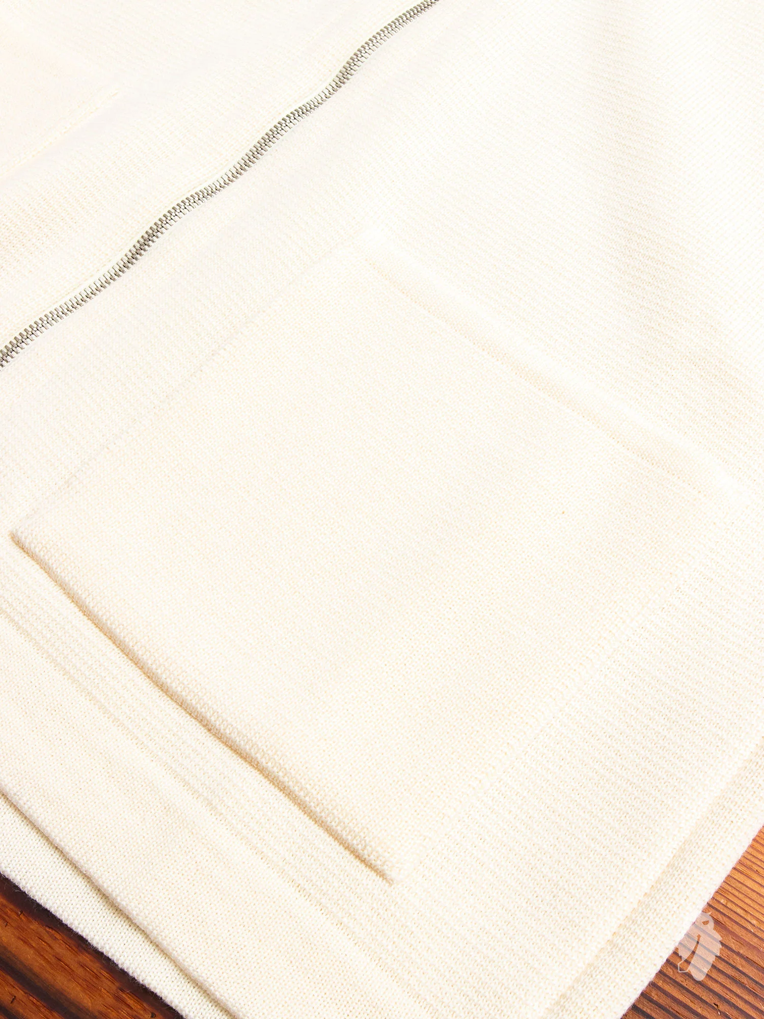 "Roscoff" Shawl Zip Sweater in Cream - Image 4