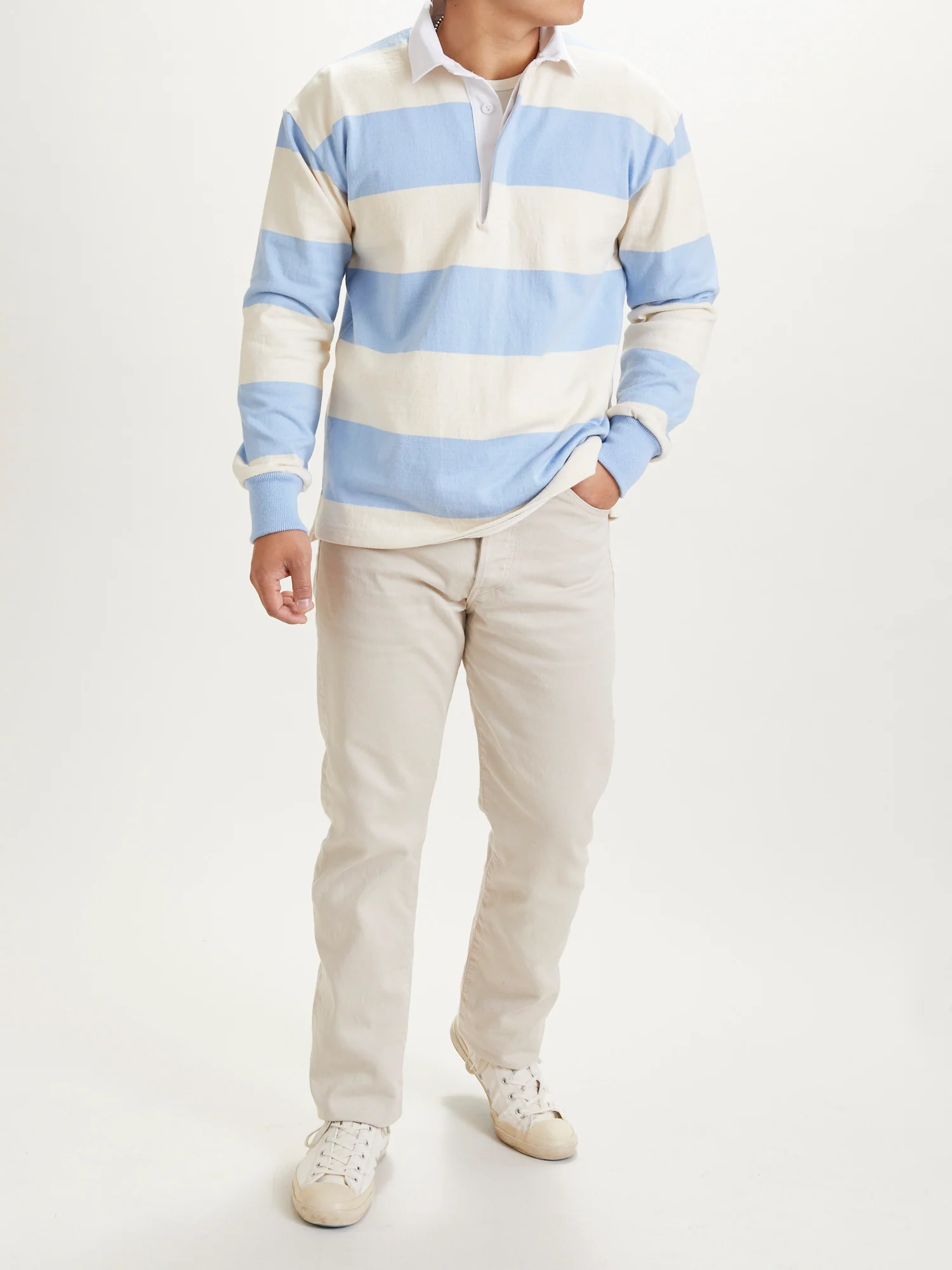 Rugby Shirt in Natural Light Blue - Image 9