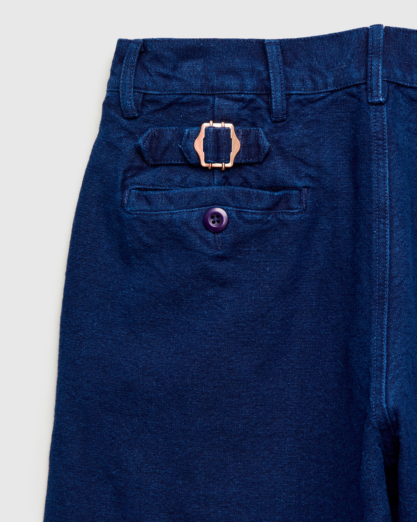 Rustic Plainweave Flat Front Chino in Indigo - Image 3