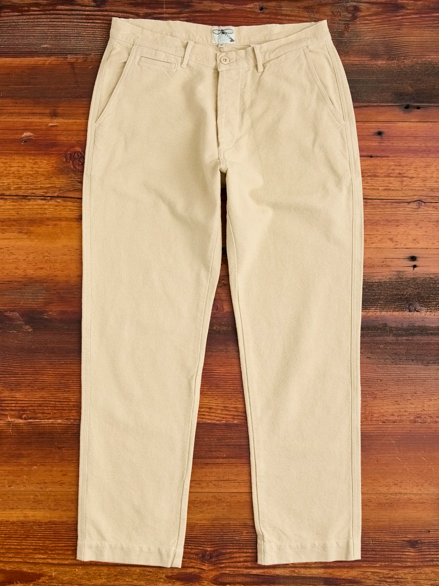 Rustic Plainweave Flat Front Chino in Natural