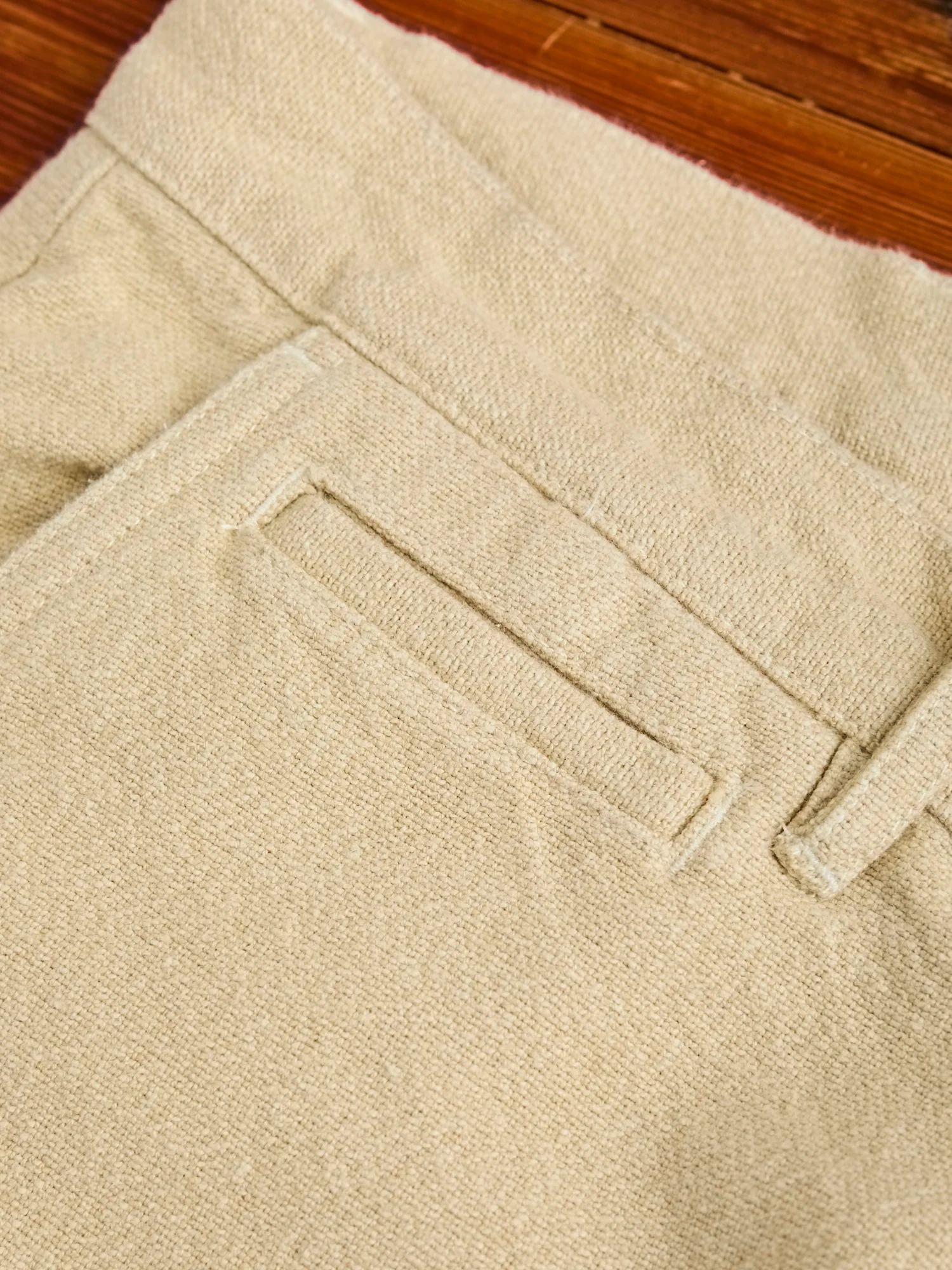 Rustic Plainweave Flat Front Chino in Natural - Image 5