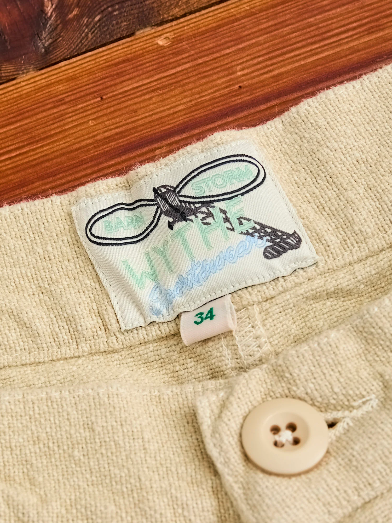 Rustic Plainweave Flat Front Chino in Natural - Image 6