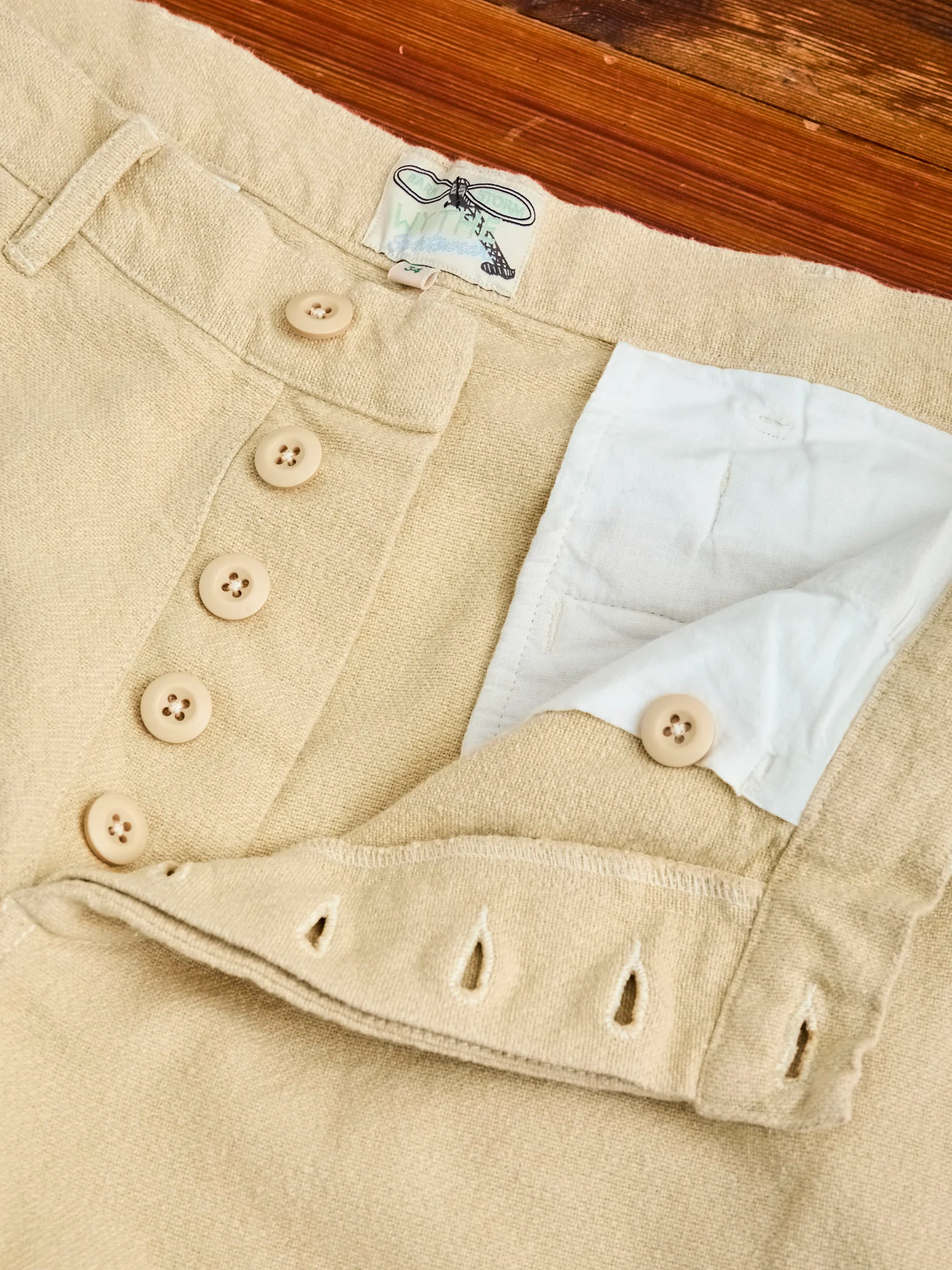 Rustic Plainweave Flat Front Chino in Natural - Image 8