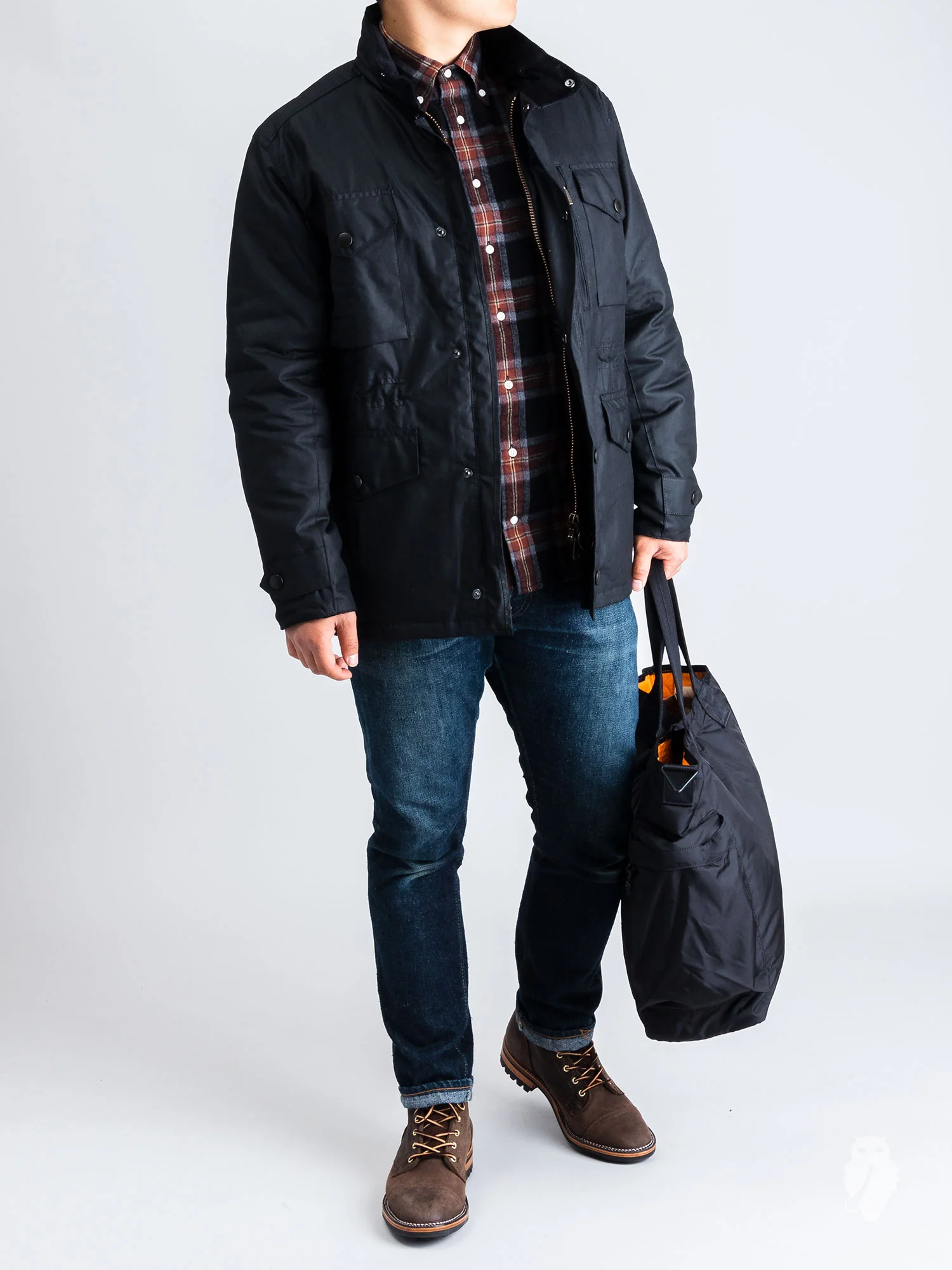 "Sapper" Wax Jacket in Black - Image 17