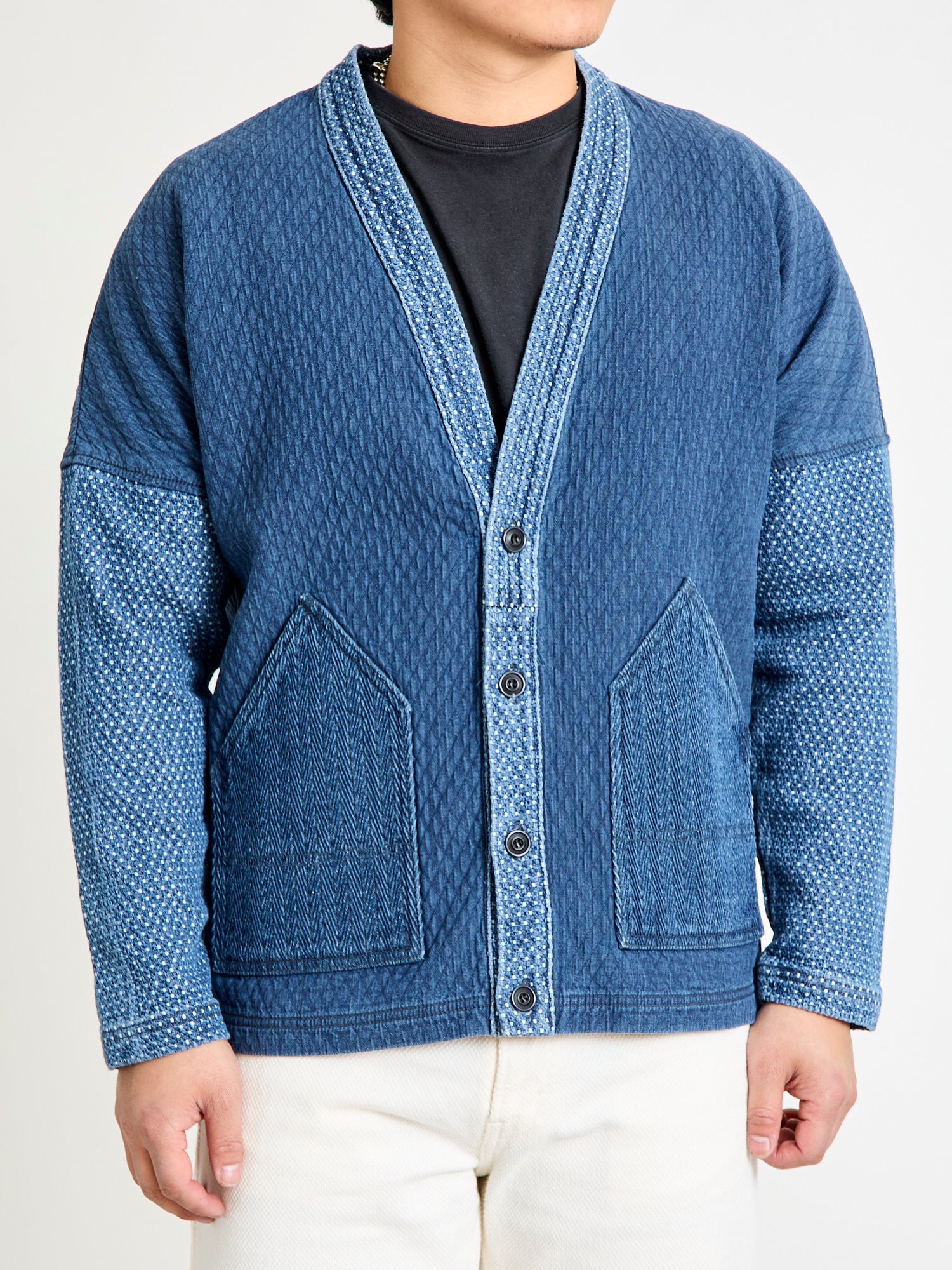 Sashiko Cardigan in Indigo 3-Year Wash - Image 2