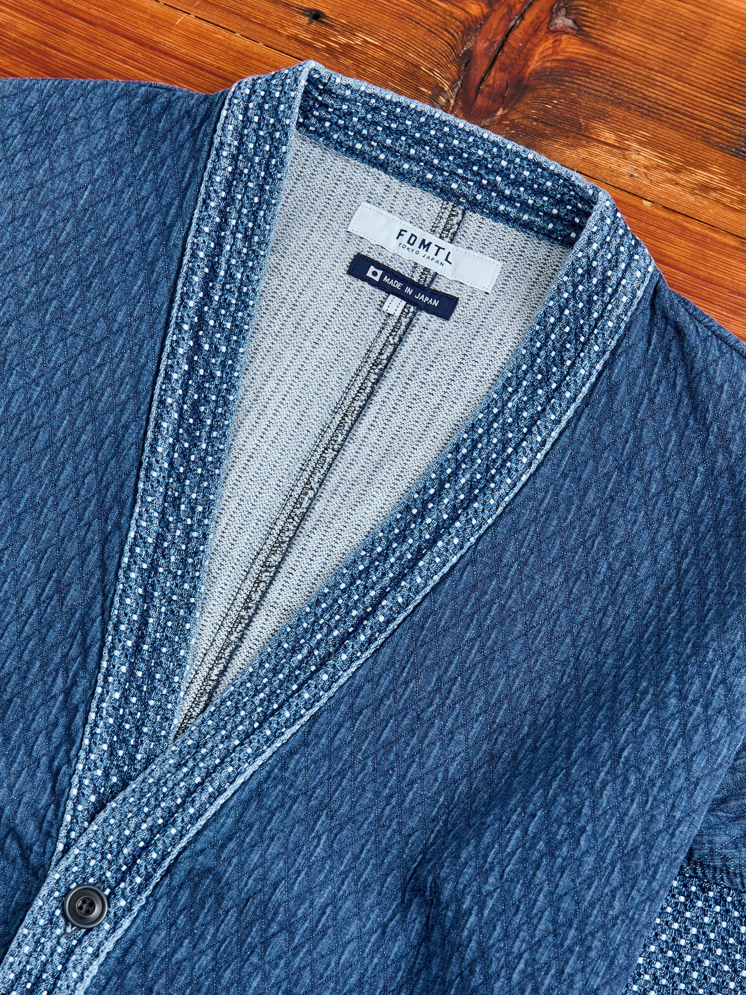 Sashiko Cardigan in Indigo 3-Year Wash - Image 3