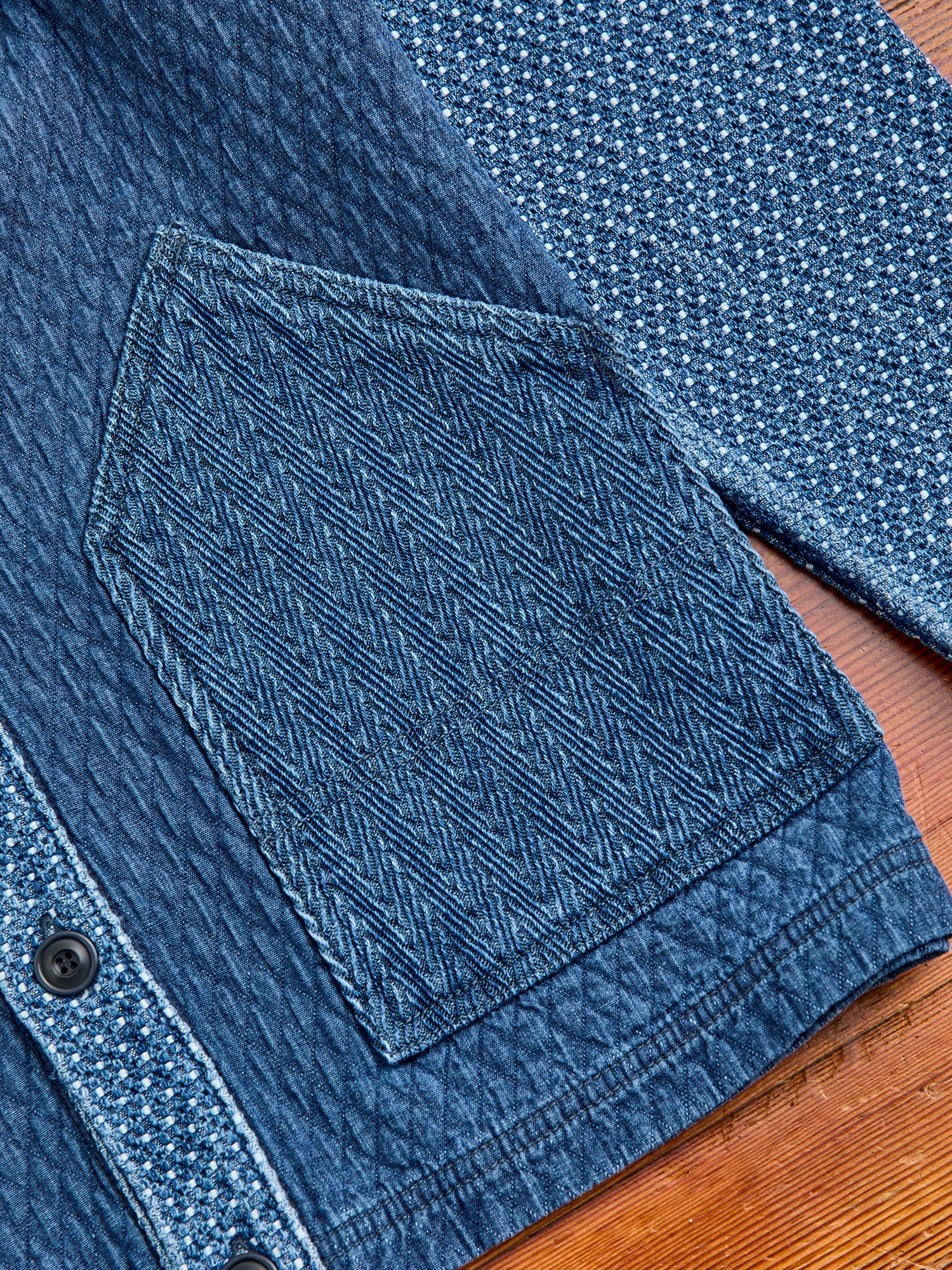 Sashiko Cardigan in Indigo 3-Year Wash - Image 4