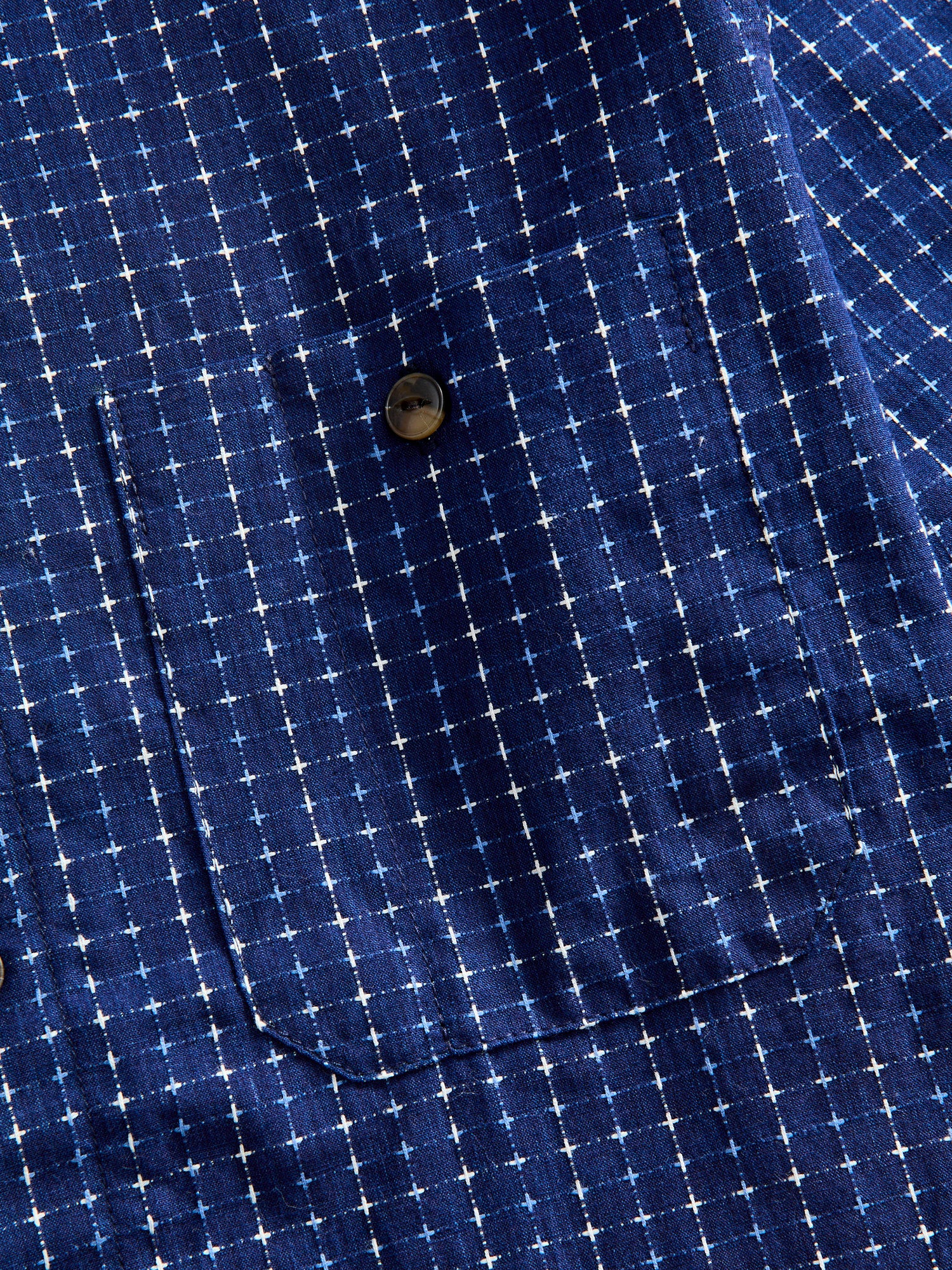"Sashiko Grid" Oxford Shirt in Indigo - Image 5