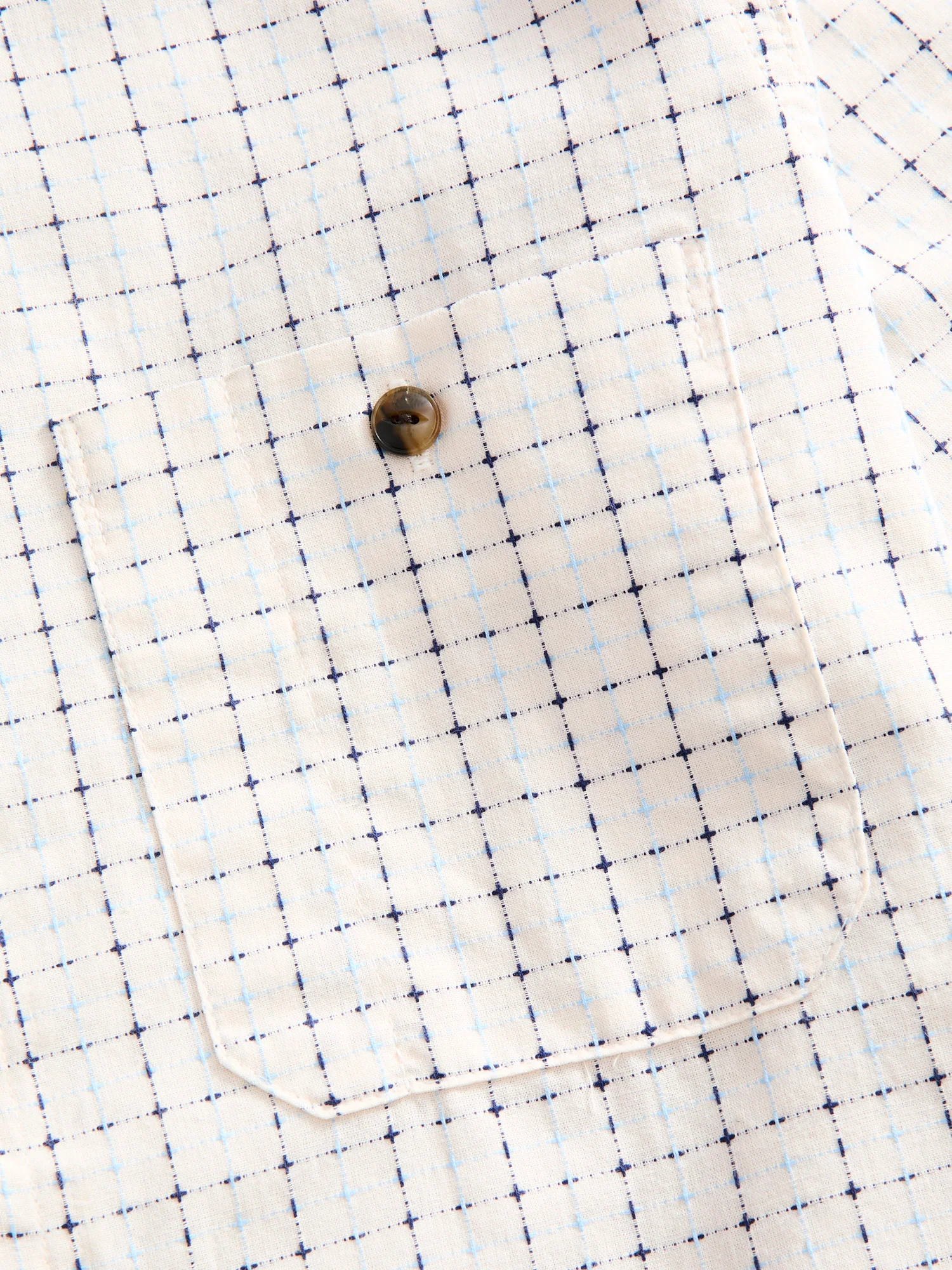"Sashiko Grid" Oxford Shirt in Natural - Image 5
