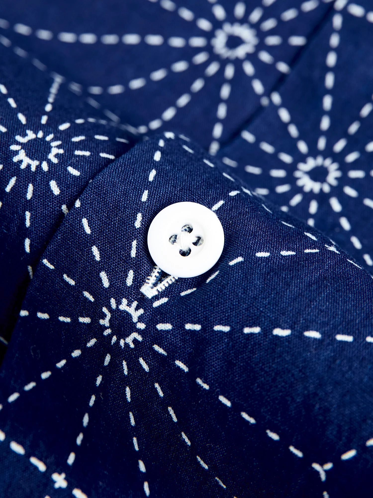 Sashiko Print Hawaiian Shirt in Indigo - Image 6
