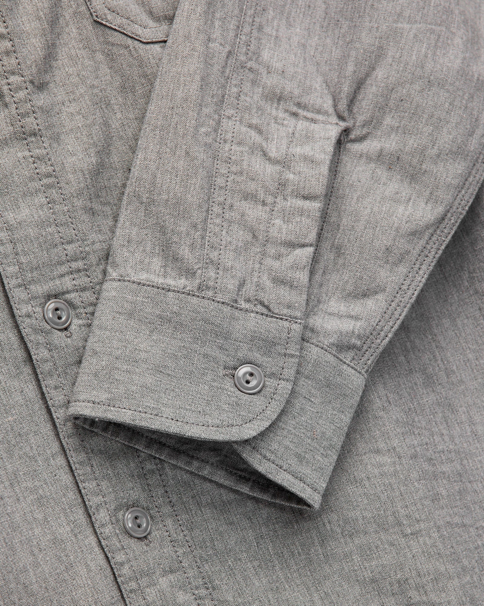 Selvedge Chambray Workshirt in Grey - Image 5