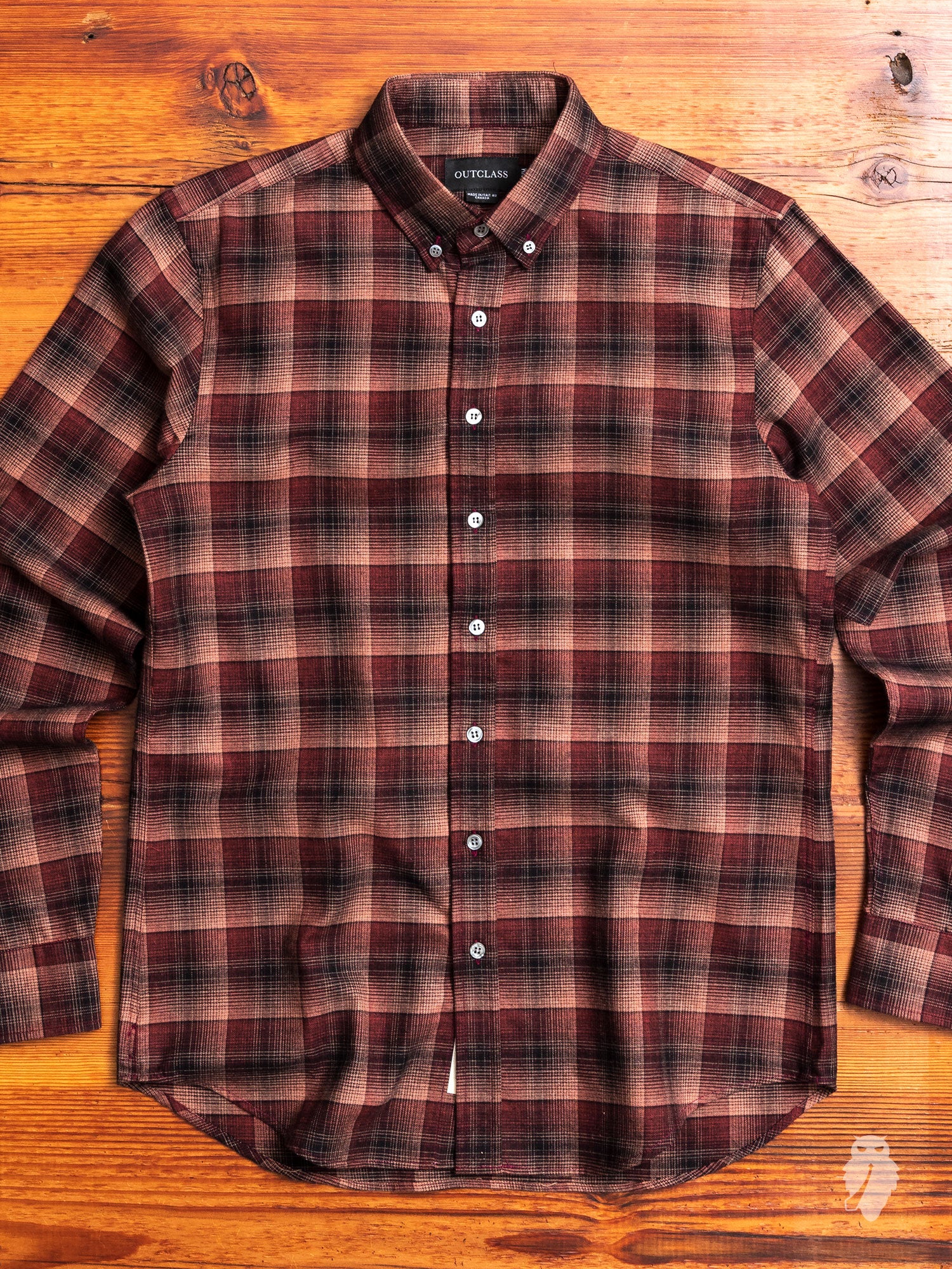 Shadow Plaid Brushed Flannel in Burgundy