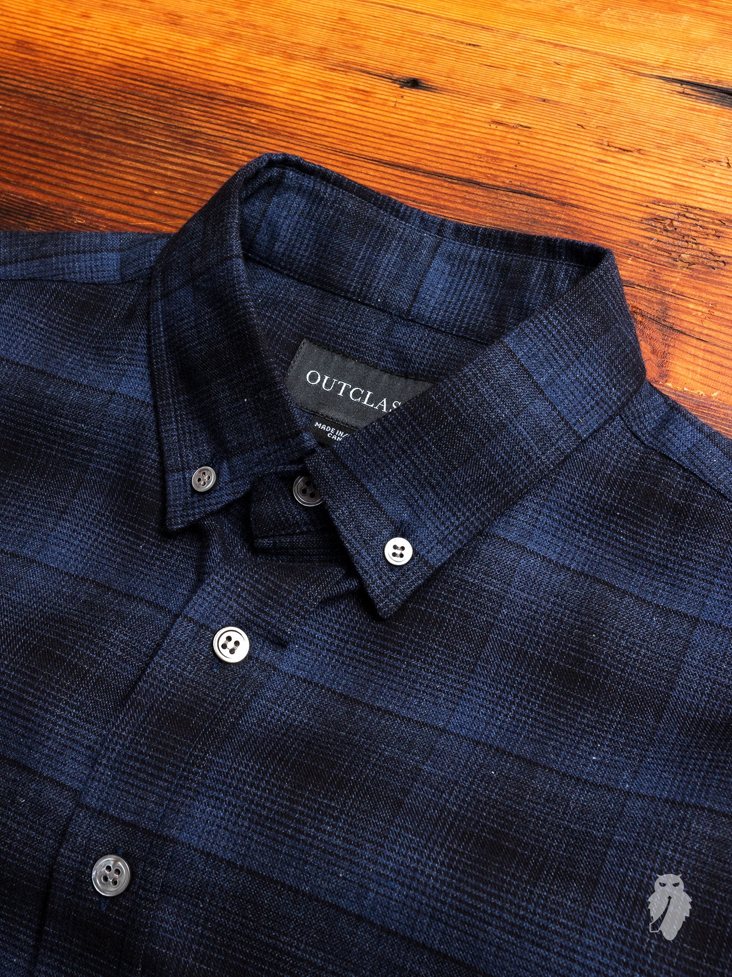 Shadow Plaid Brushed Flannel in Navy - Image 2