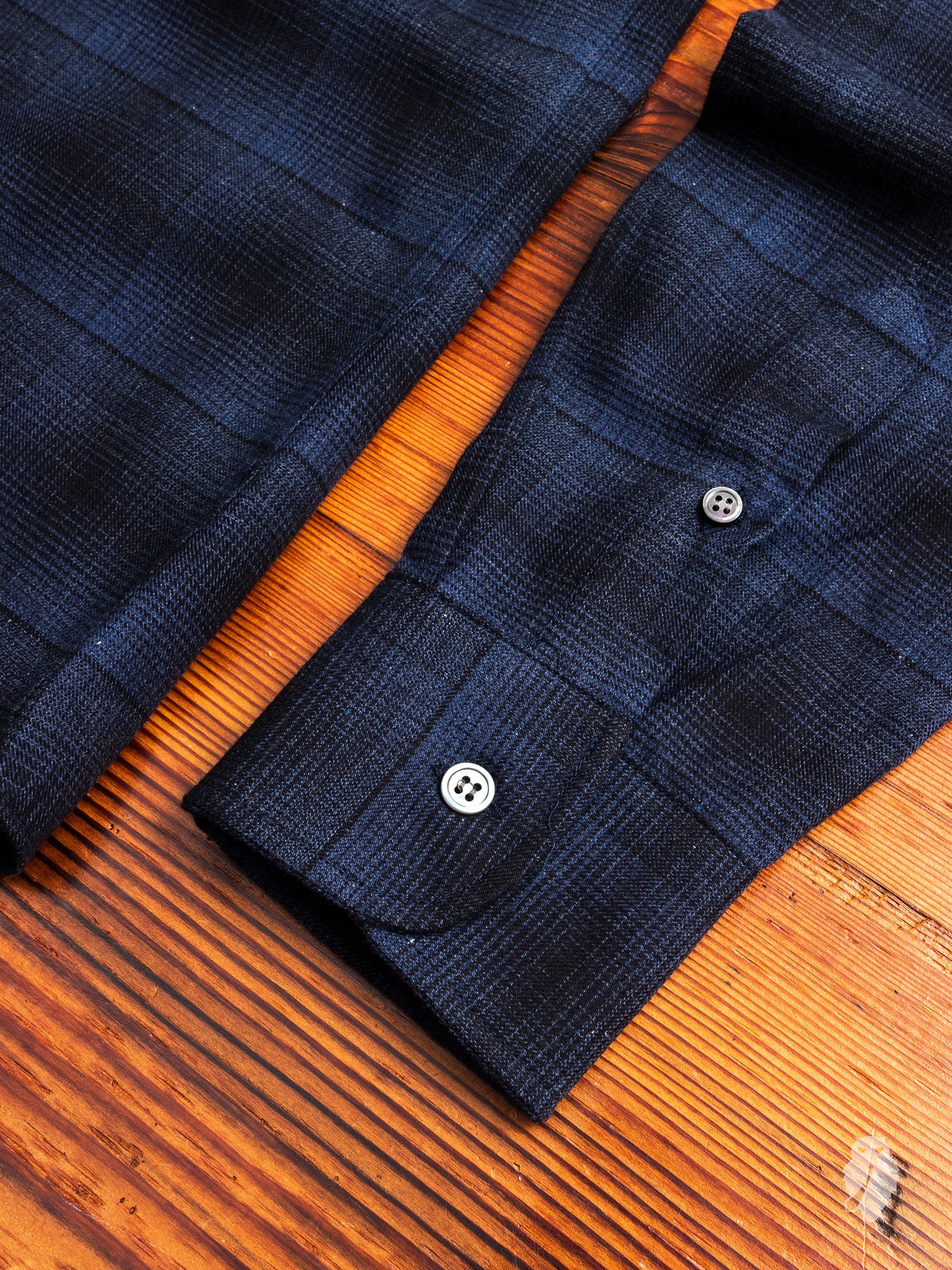 Shadow Plaid Brushed Flannel in Navy - Image 4