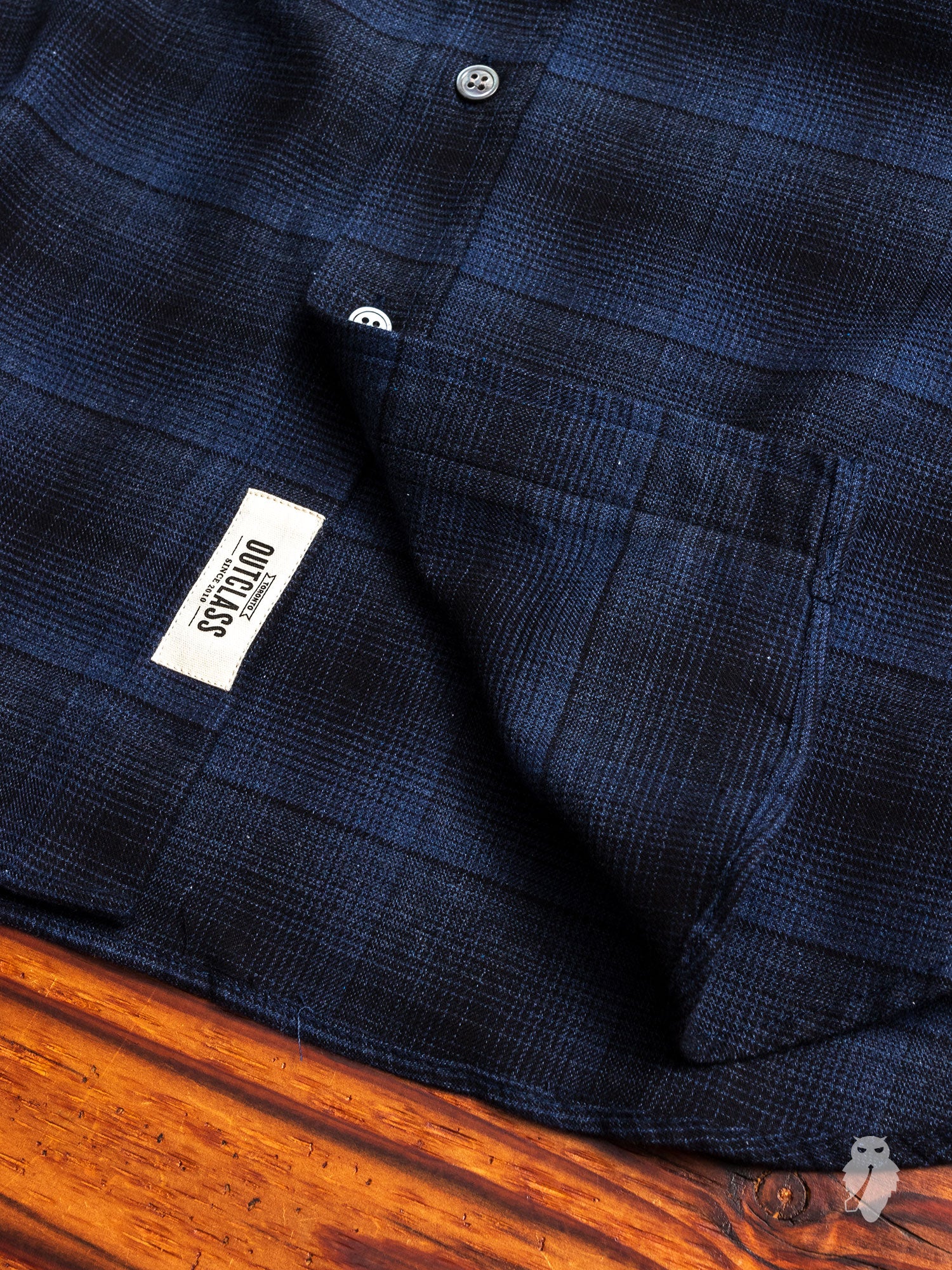Shadow Plaid Brushed Flannel in Navy - Image 5