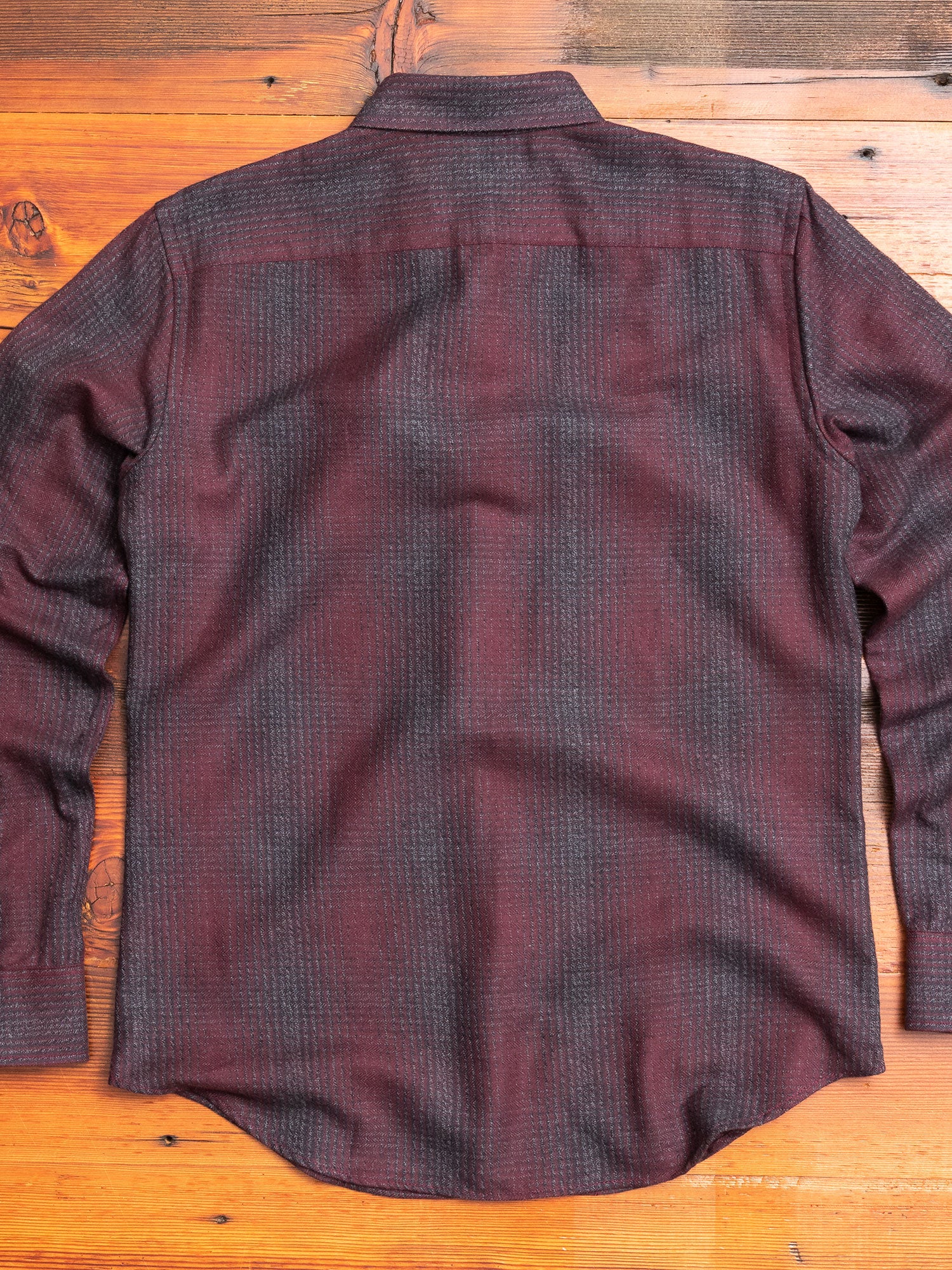 Shadow Plaid Flannel Button-Down Shirt in Maroon - Image 6