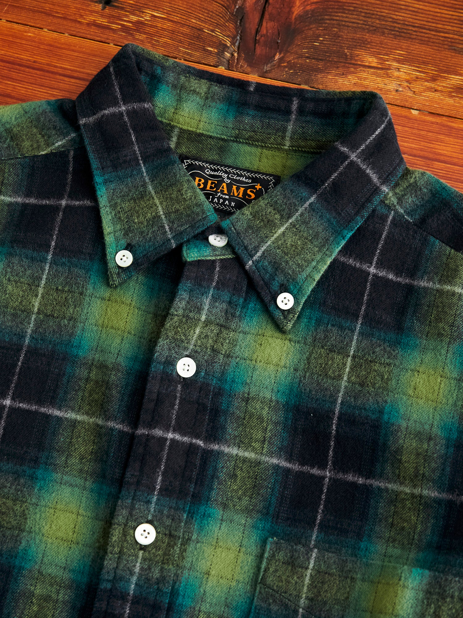 Shaggy Check Button-Down Shirt in Green - Image 3