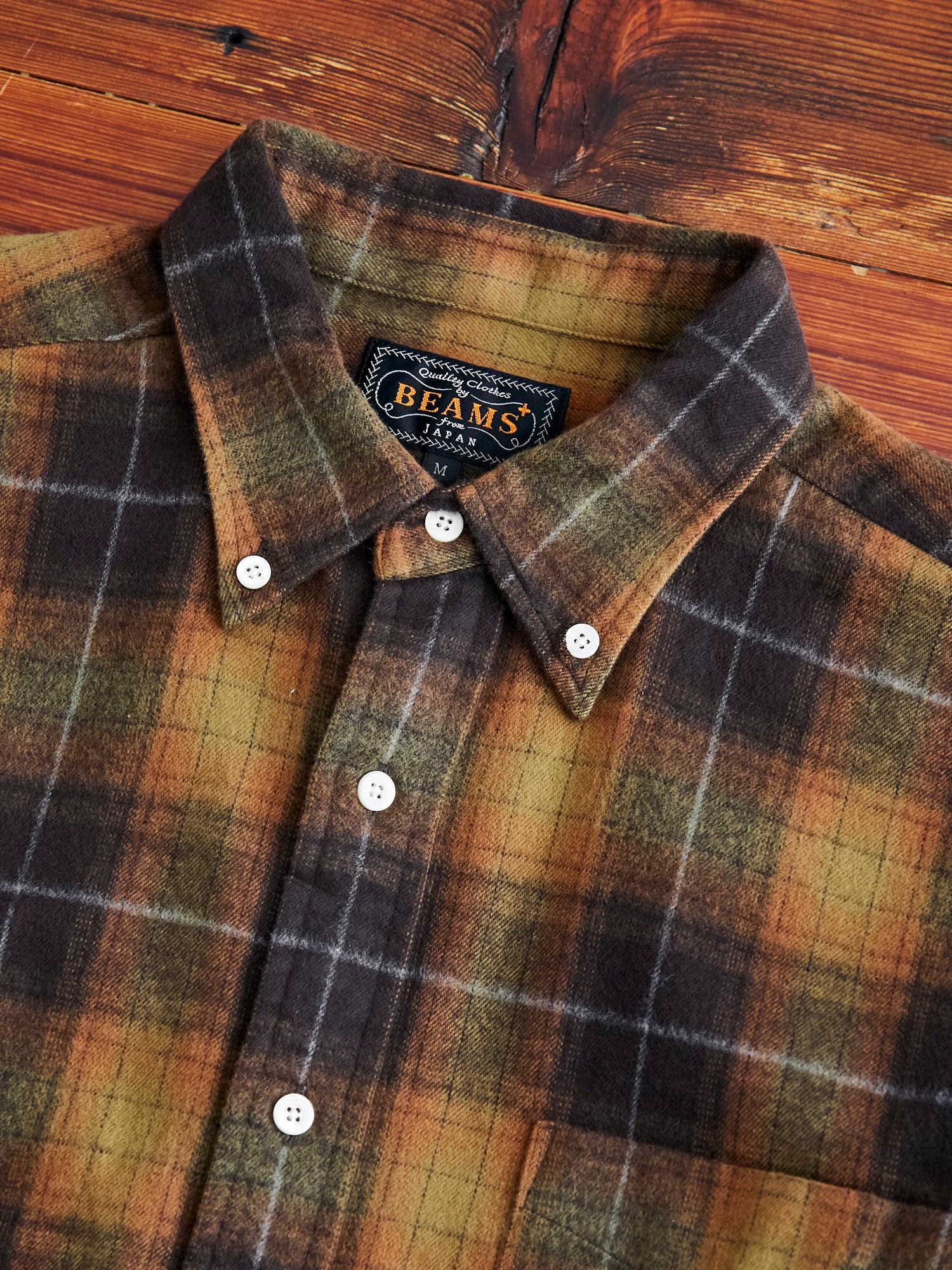 Shaggy Check Button-Down Shirt in Orange - Image 3