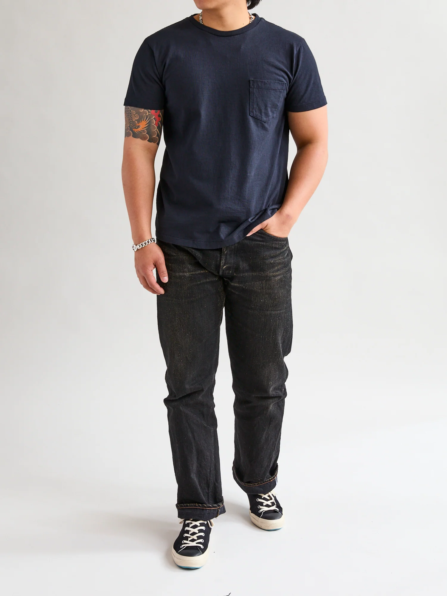 Short Sleeve Crew Tee in Black Indigo - Image 9