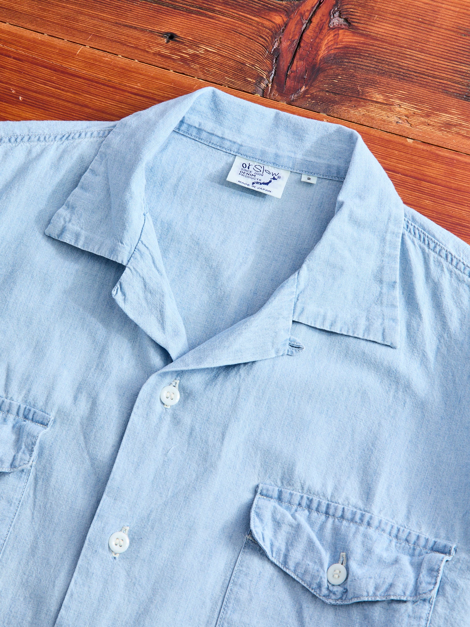 Short Sleeve Work Shirt in Chambray Bleached - Image 3