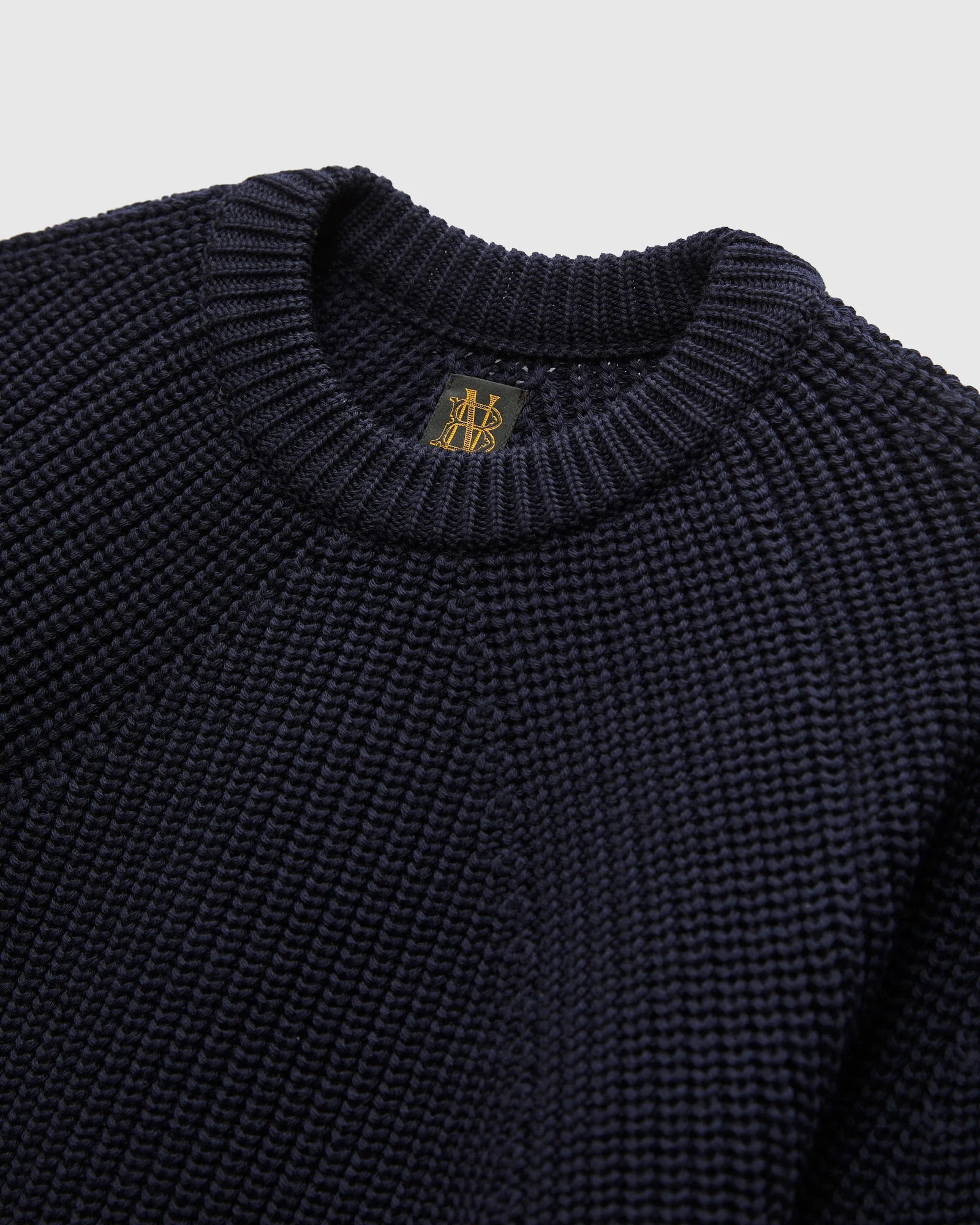 Signature Knit Wool Crewneck in Navy - Image 4