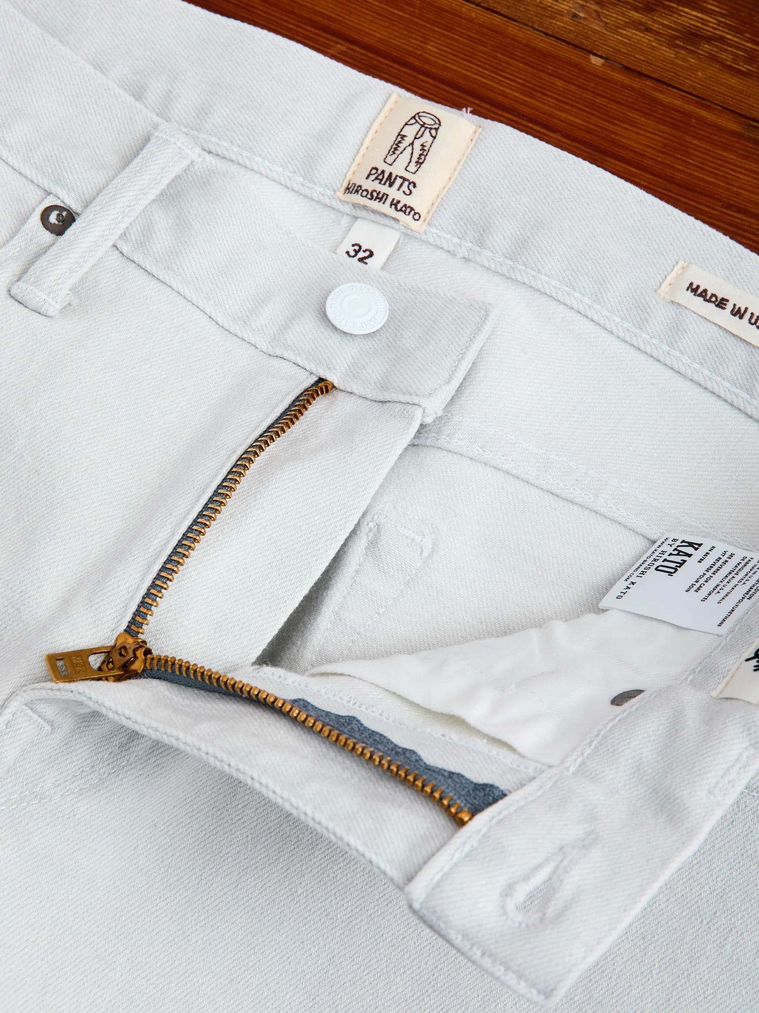 "Silver" 14oz Washed Grey-White Stretch Selvedge Denim - Pen Slim - Image 8