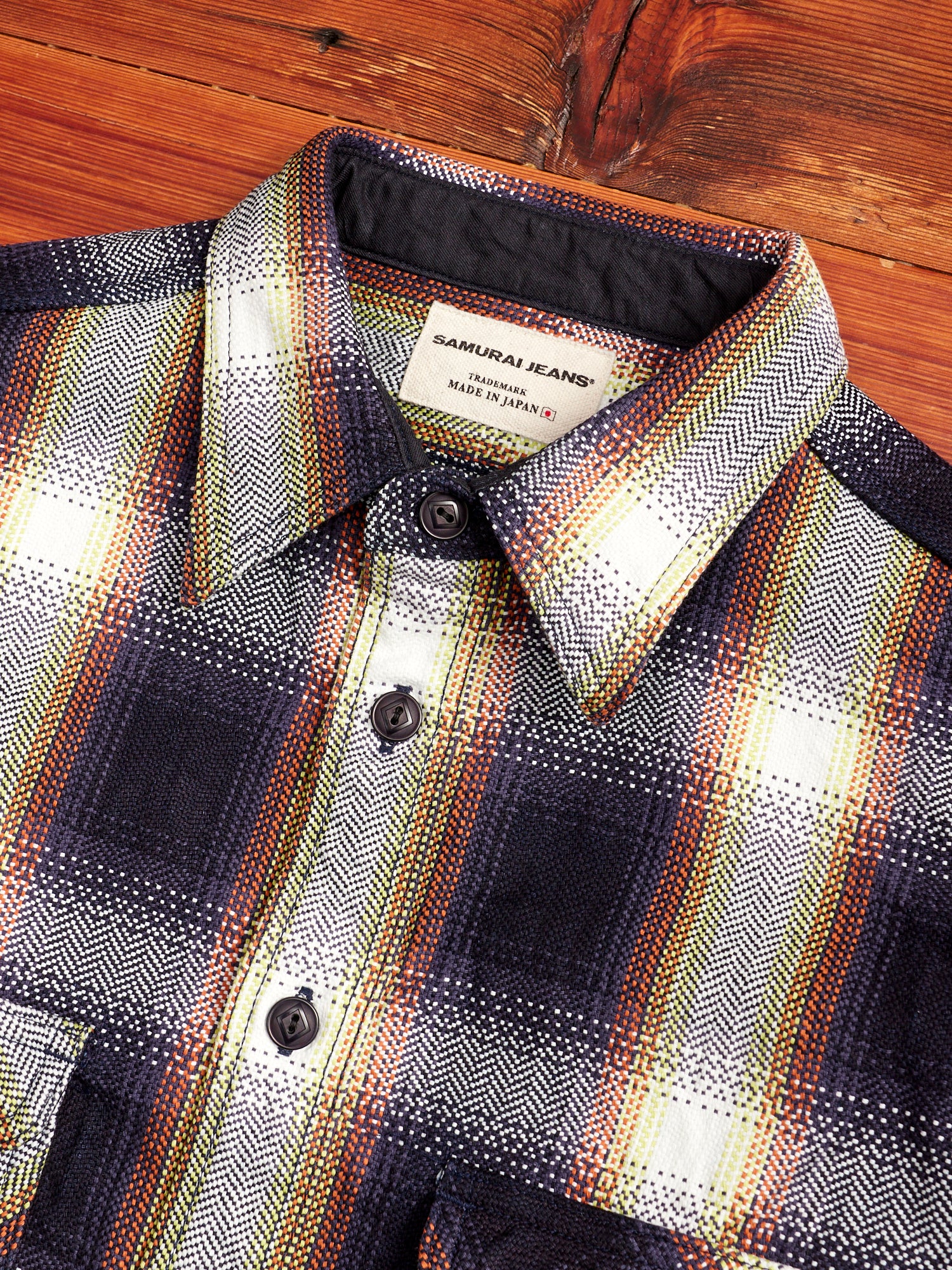 SIN22-02W Rope Dyed Flannel Shirt in Indigo/White - Image 3
