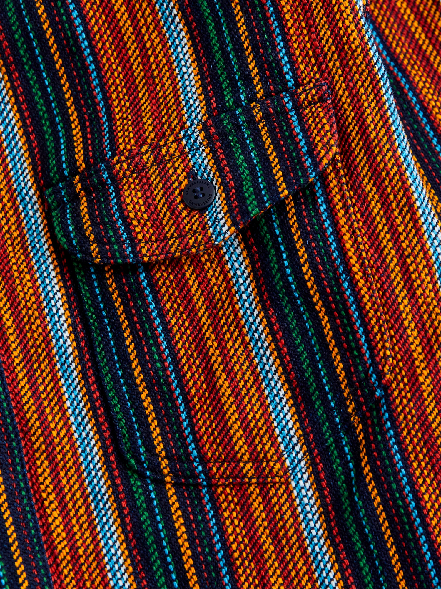 SIN23-02W Rope Dyed Flannel Shirt in Indigo/Orange - Image 4