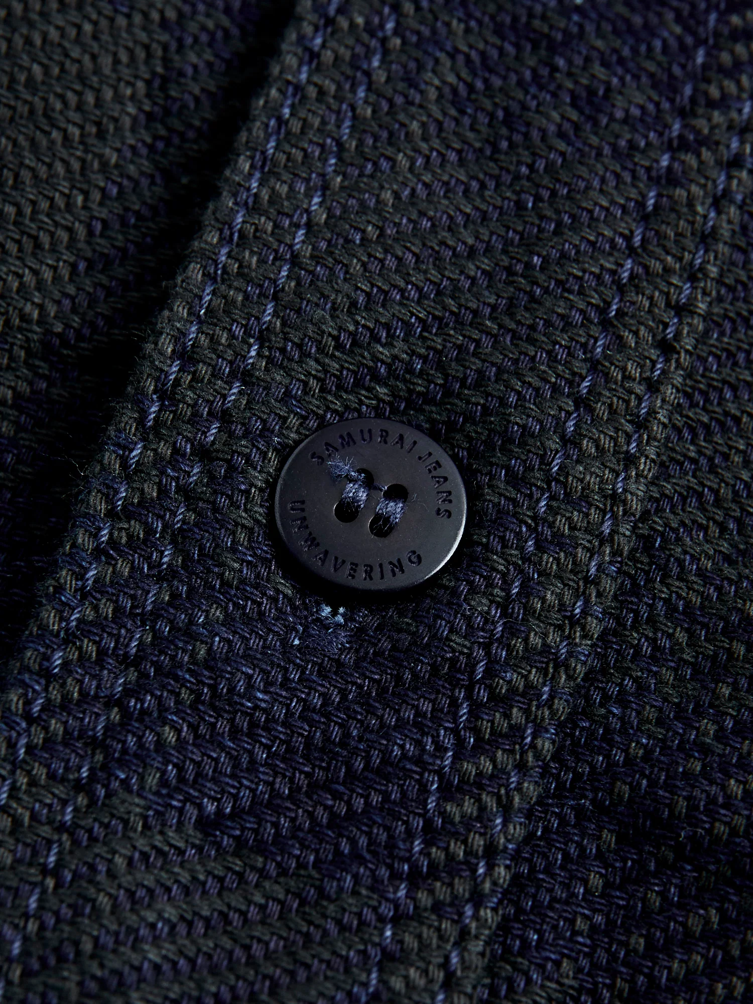 SIN24-03W Indigo Rope Dyed Flannel Shirt in Black - Image 4