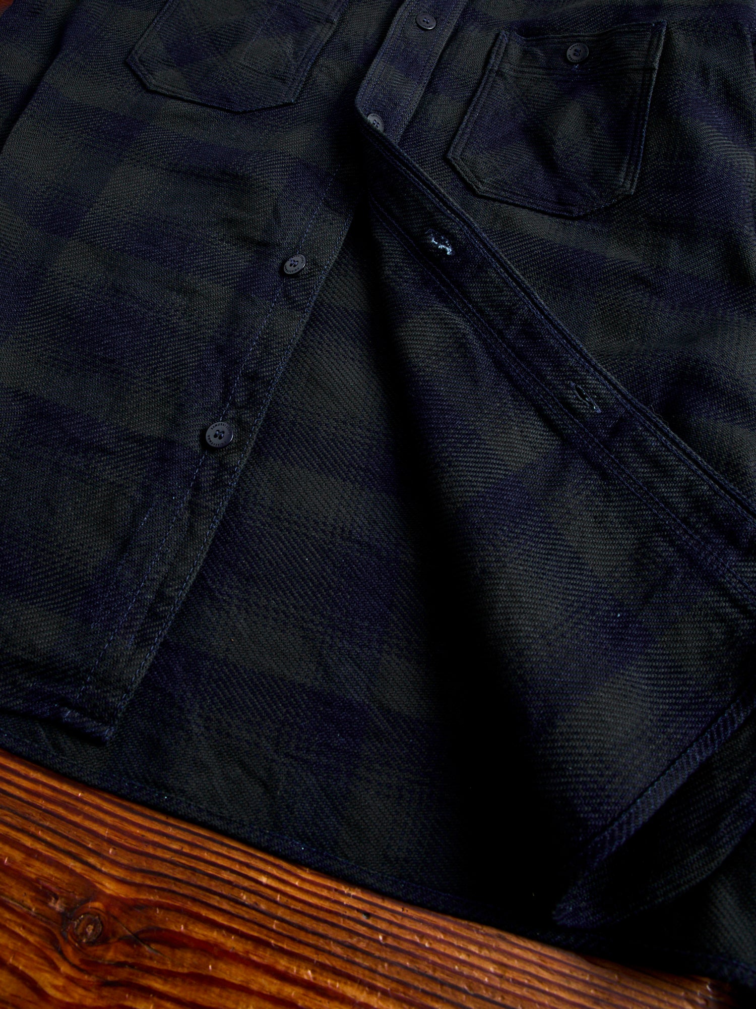 SIN24-03W Indigo Rope Dyed Flannel Shirt in Black - Image 6