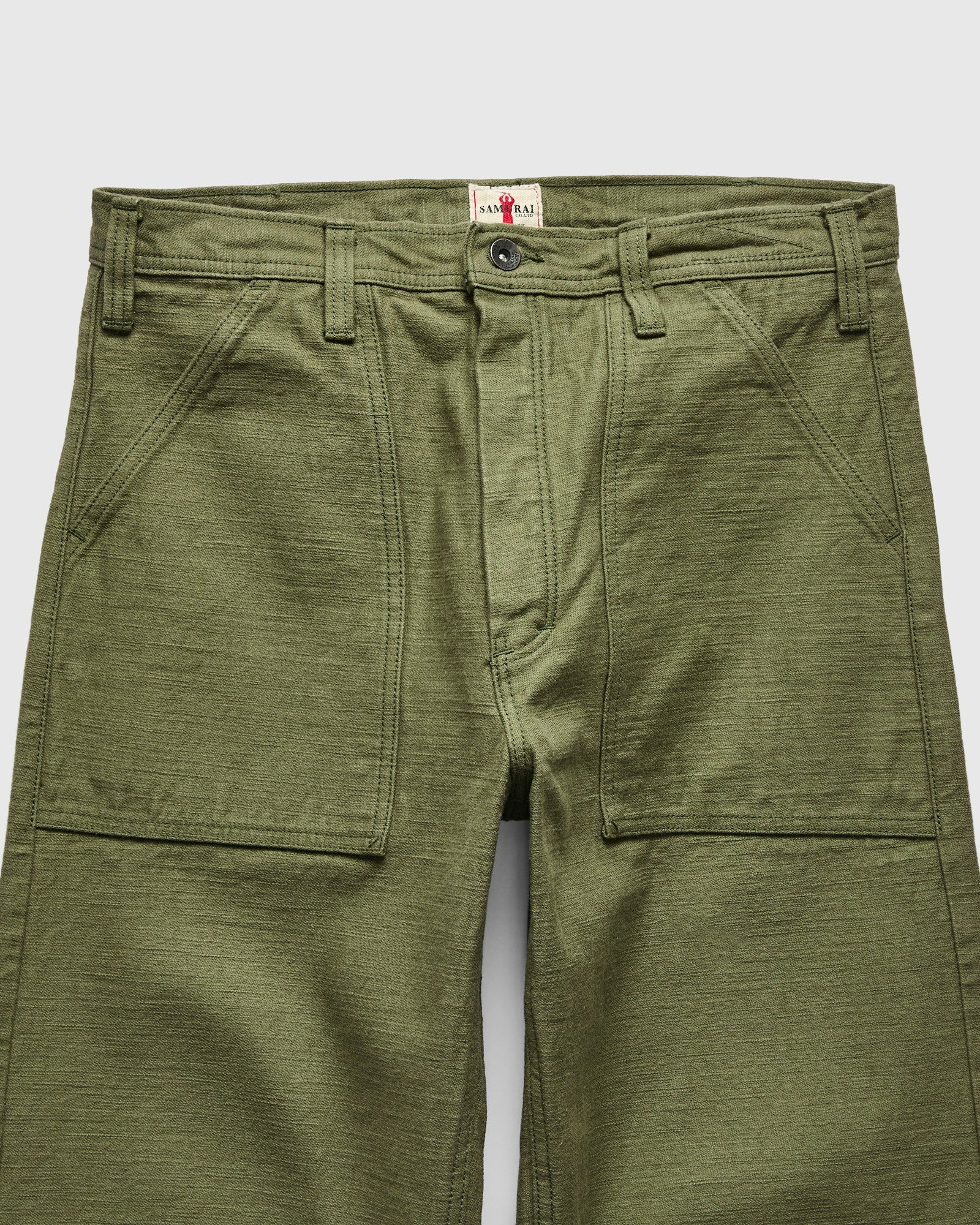 SJ52BP 15oz Heavyweight Selvedge Baker Pants in Olive - Image 3