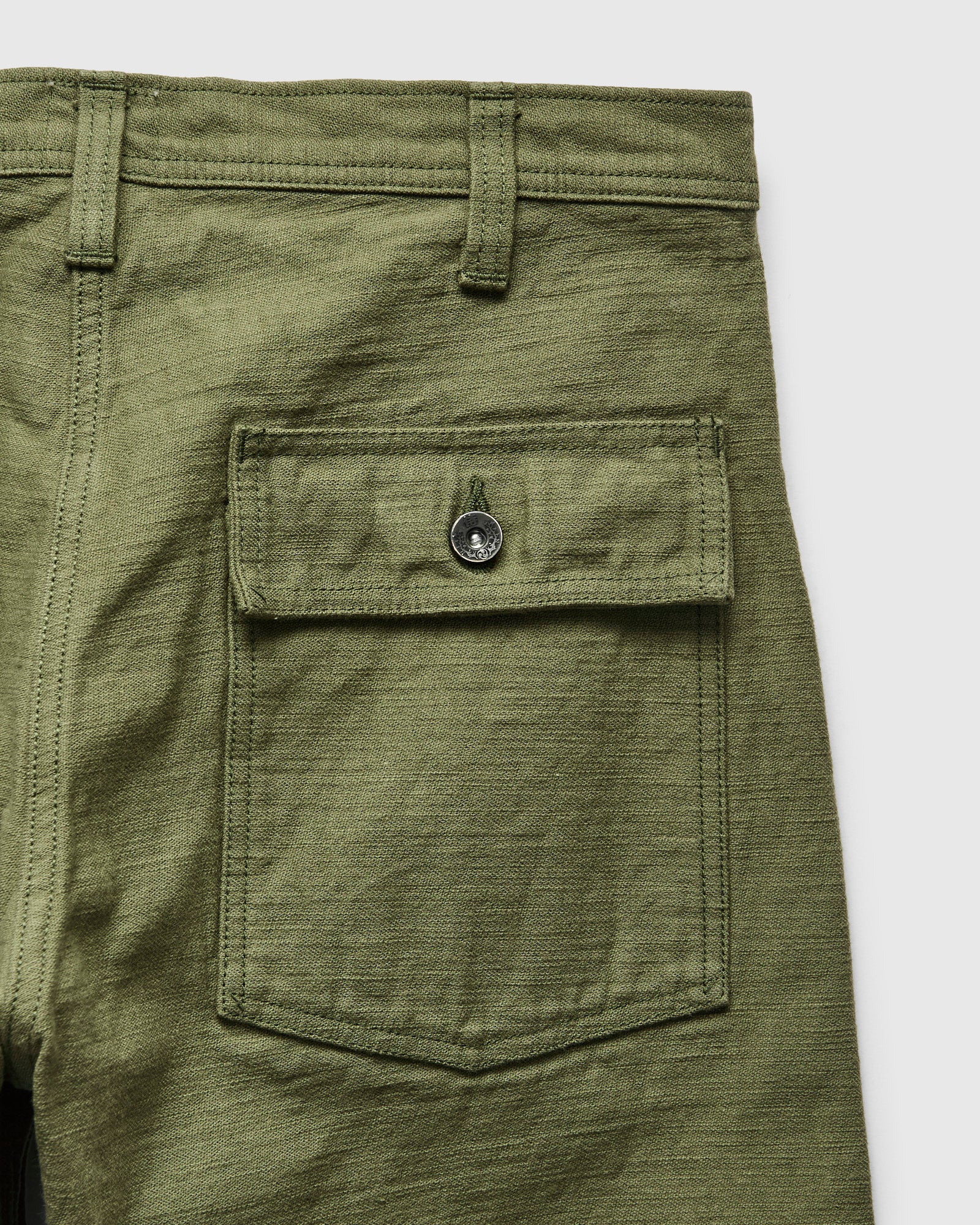SJ52BP 15oz Heavyweight Selvedge Baker Pants in Olive - Image 8