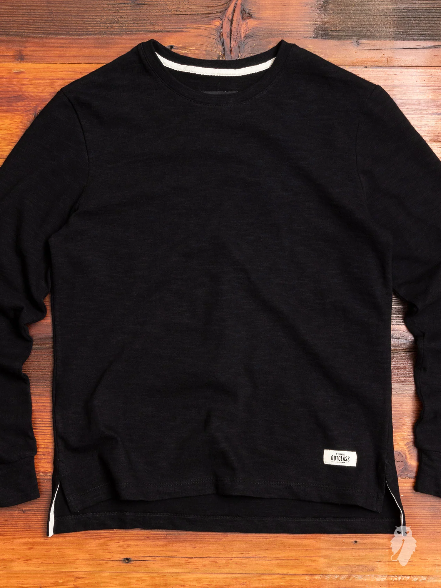 Slub Long Sleeve T-Shirt in Black