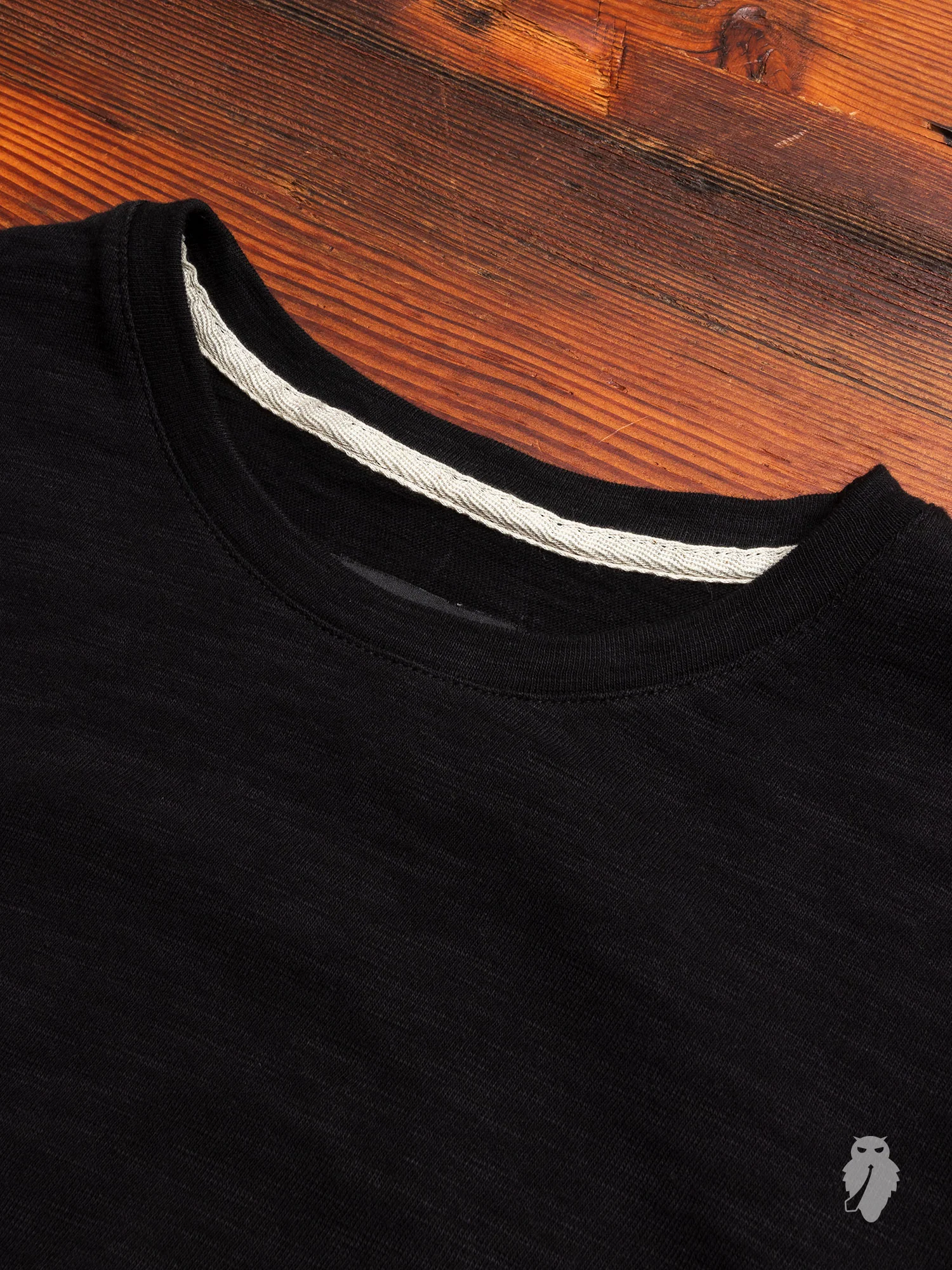 Slub Long Sleeve T-Shirt in Black - Image 3