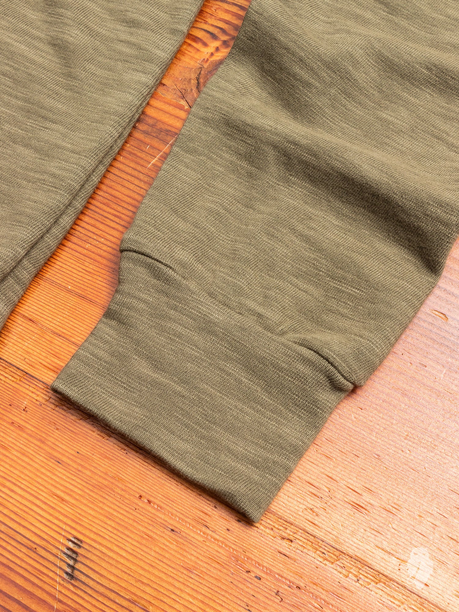 Slub Long Sleeve T-Shirt in Olive - Image 4