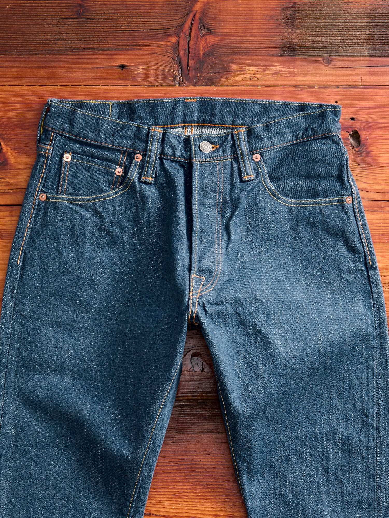 SMBL-019 "Smokey Blue" 14oz Rinsed Selvedge Denim - Relaxed Tapered Fit - Image 6