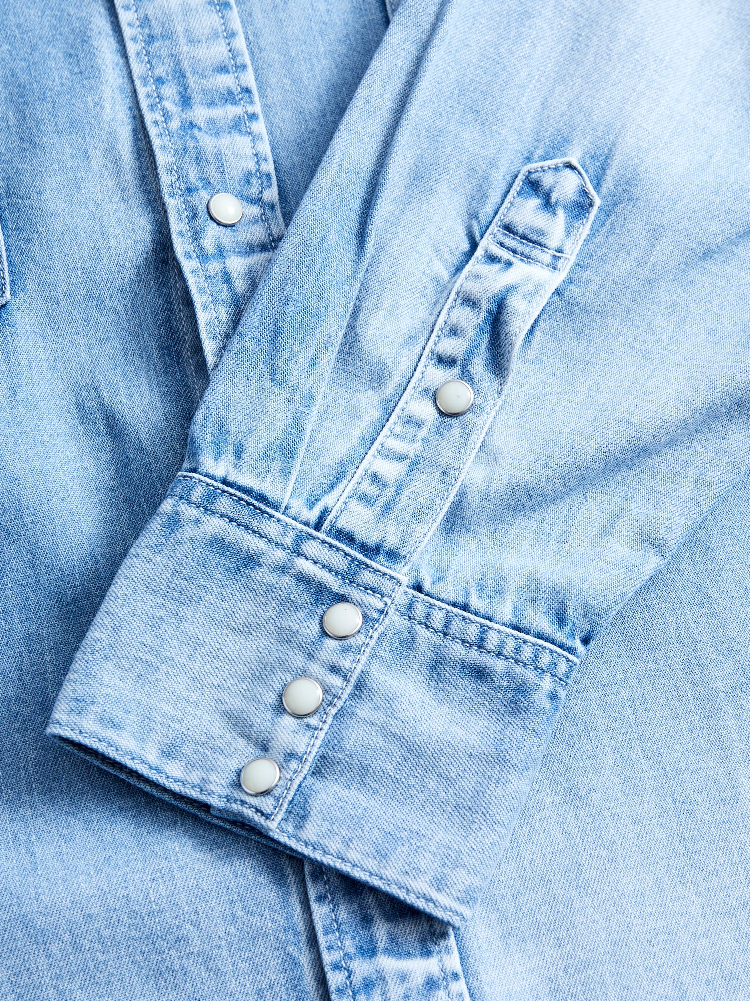 FW24 Social Sculpture Shirt Damaged in Light Indigo - Image 5